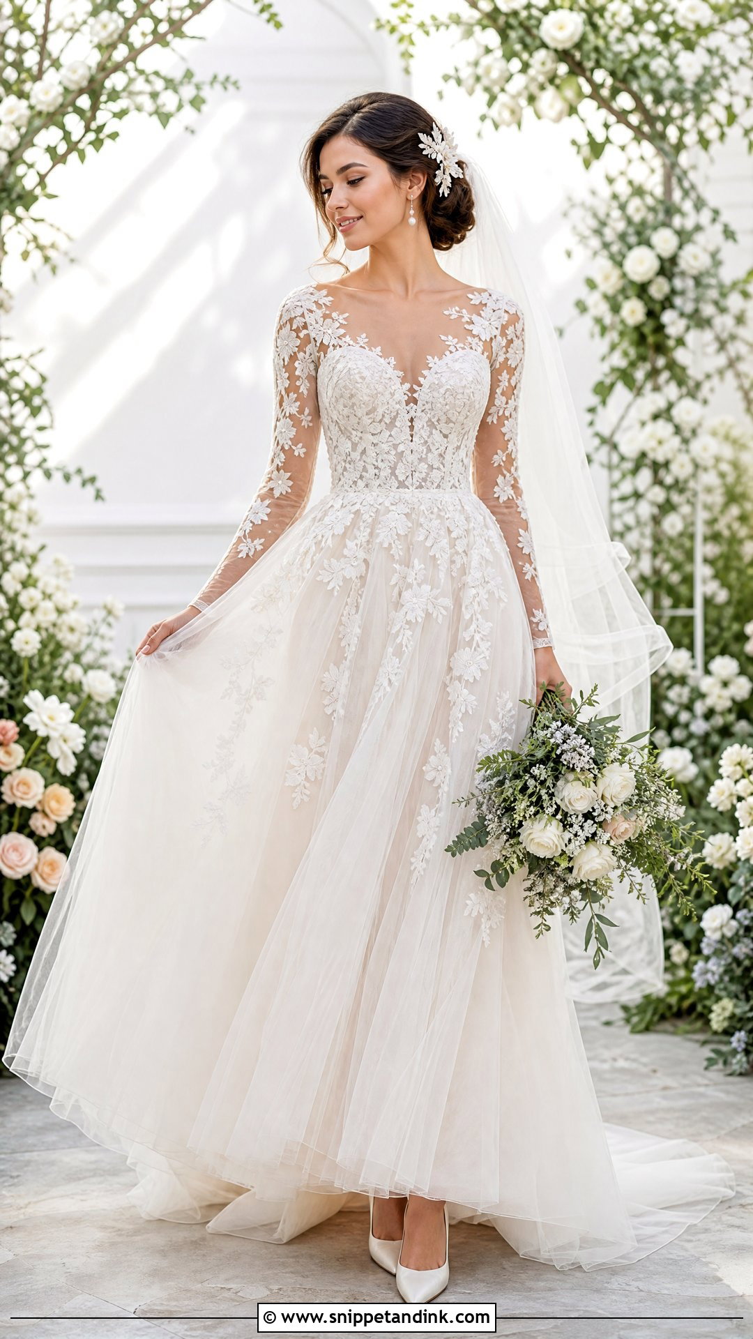 Tulle Long Sleeve Wedding Dress - Snippet and Ink - 25 Romantic Long Sleeve Wedding Dress Ideas