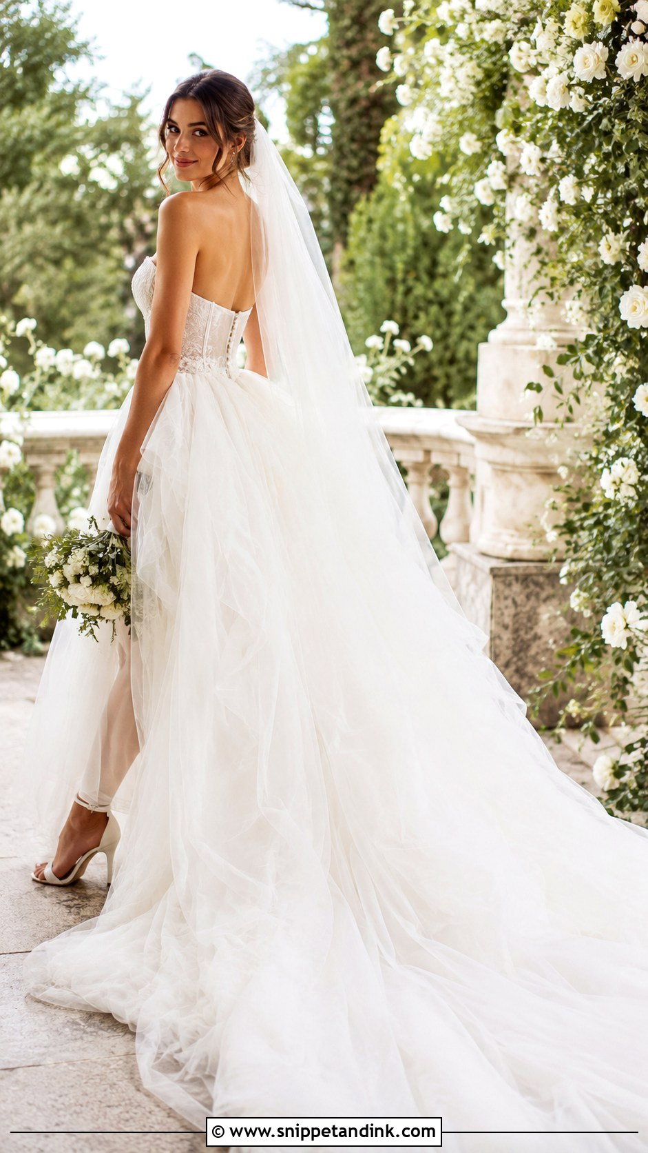 Tulle Long Train Wedding Dress - Snippet and Ink - 25 Long Train Wedding Dresses