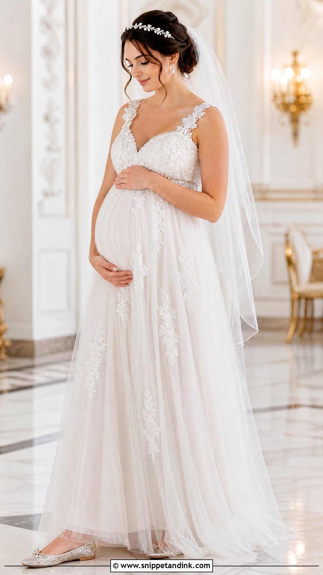 Tulle Maternity Wedding Gown - Snippet and Ink - 20 Wedding Gown for Pregnant Brides Ideas
