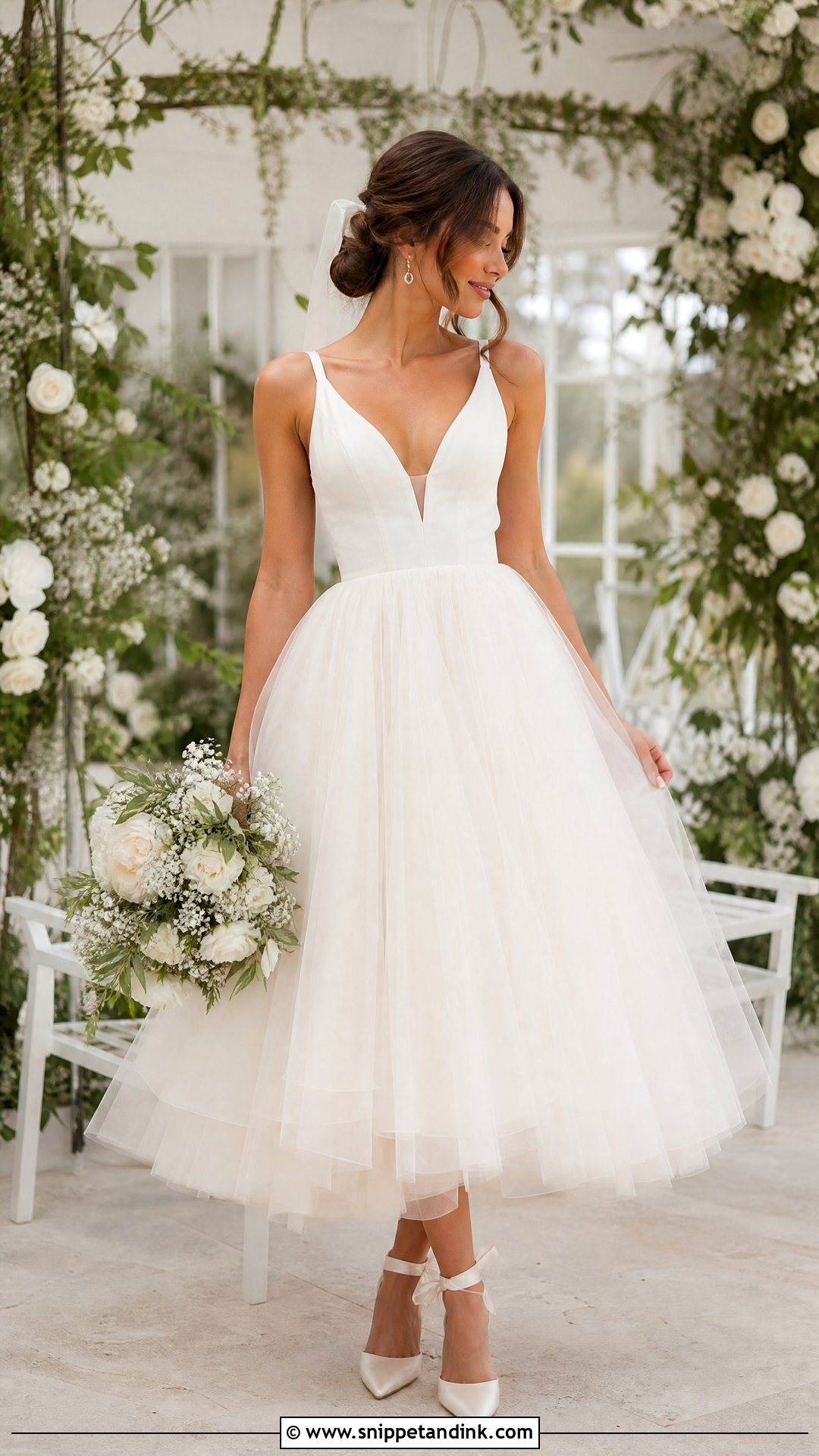 Tulle Midi Wedding Dress - Snippet and Ink - 25 Mid Length Wedding Dress Ideas