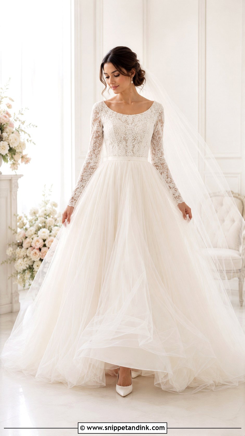 Tulle Modest Ball Gown Wedding Dress - Snippet and Ink - 20 Modest Wedding Dresses Ball Gown