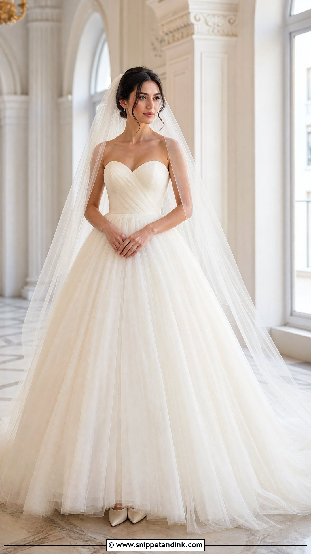 Tulle Overlay Ball Gown Wedding Dress - Snippet and Ink - 20 Wedding Dress with Overlay Ideas