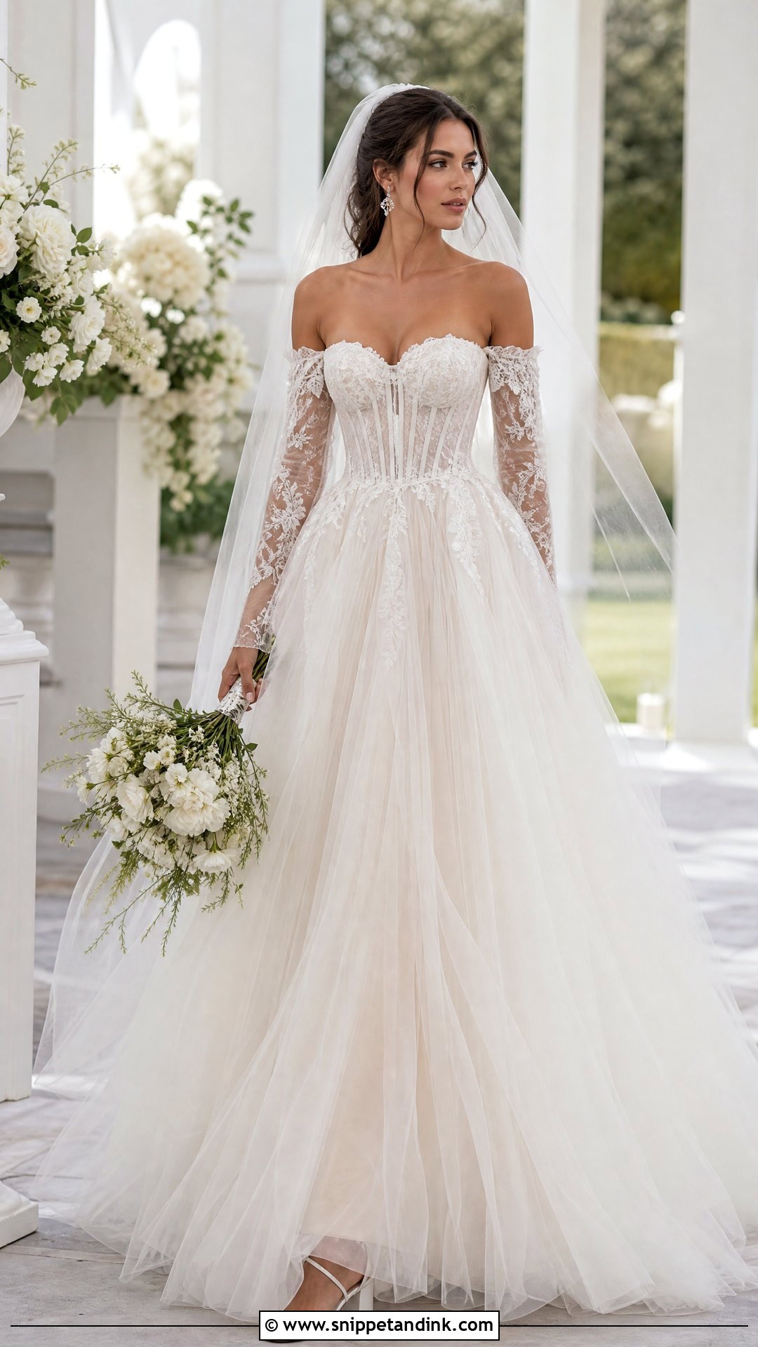 Tulle Princess Ball Gown With Detachable Sleeves - Snippet and Ink - 20 Wedding Ball Gown Princess Ideas