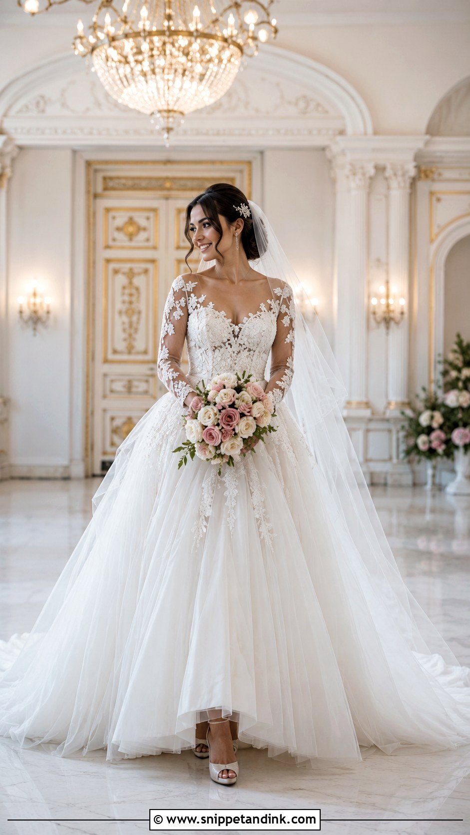 Tulle Princess Long Sleeve Wedding Dress - Snippet and Ink - 20 Fairytale Wedding Dress Long Sleeve Ideas