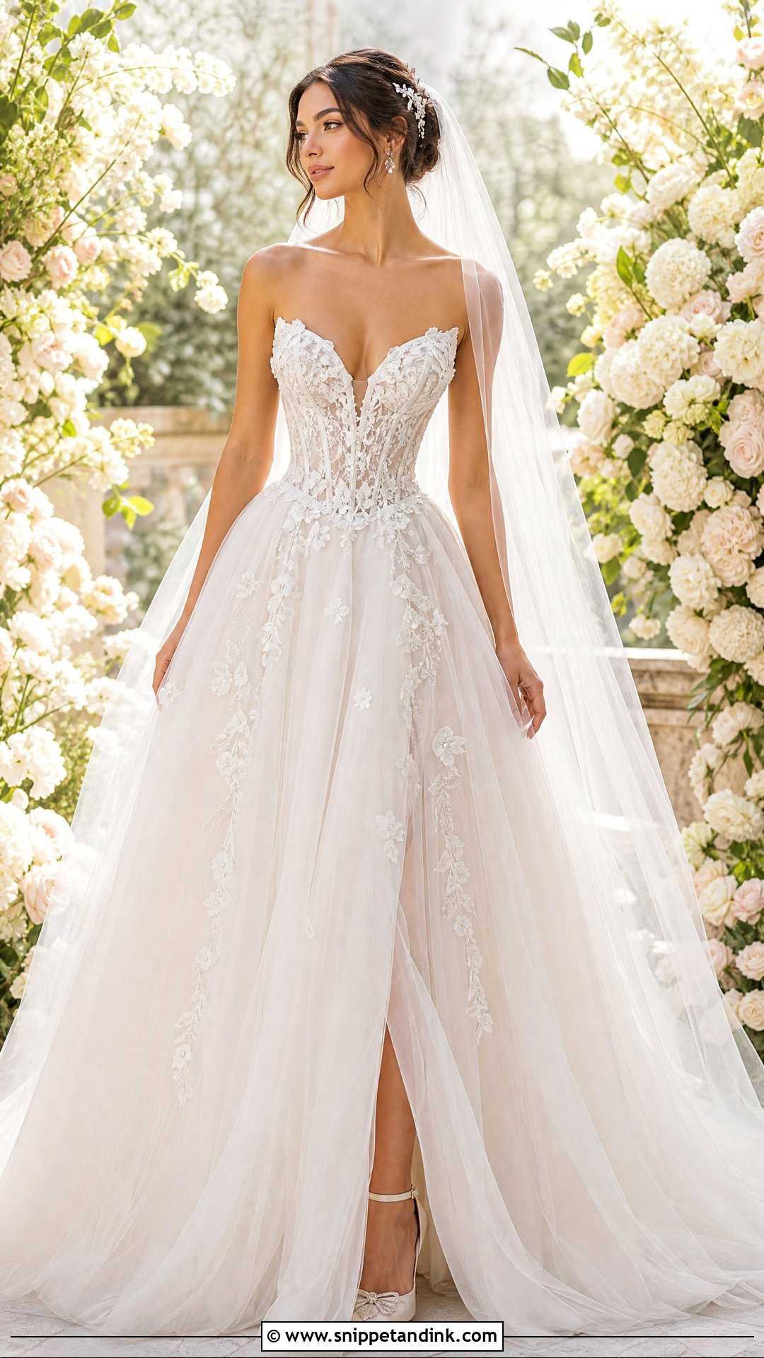 Tulle Princess V Corset Wedding Dress - Snippet and Ink - 20 V Corset Wedding Dress Ideas