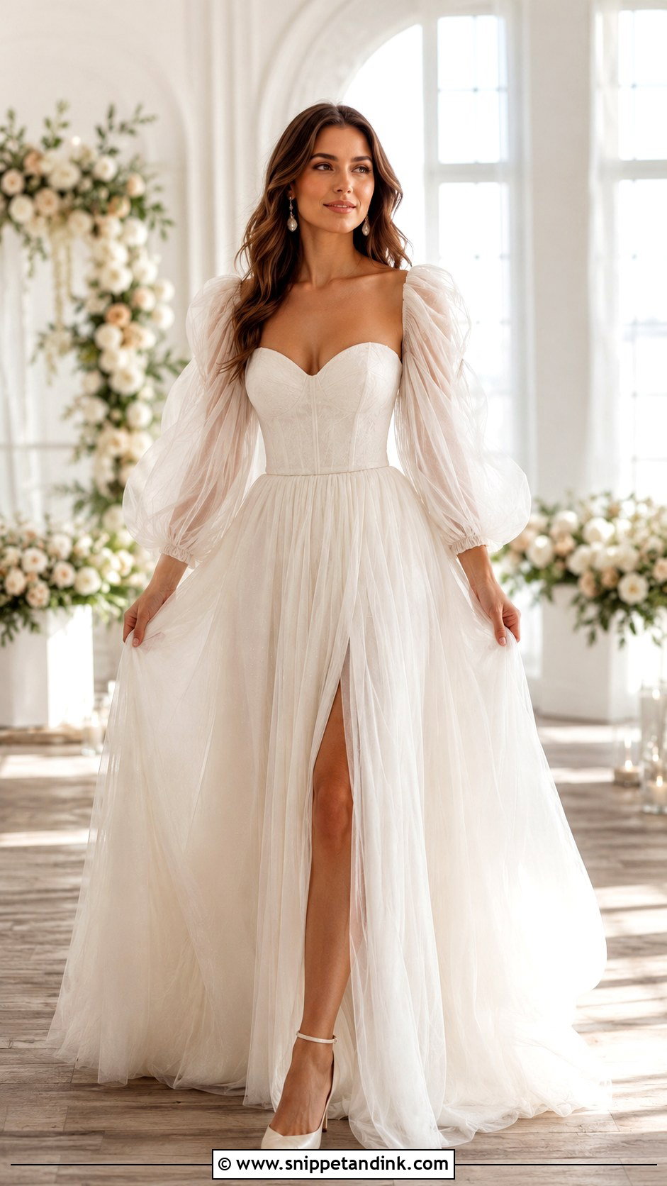 Tulle Puff Sleeve Wedding Dress - Snippet and Ink - 25 Puffy Sleeve Wedding Dress Ideas