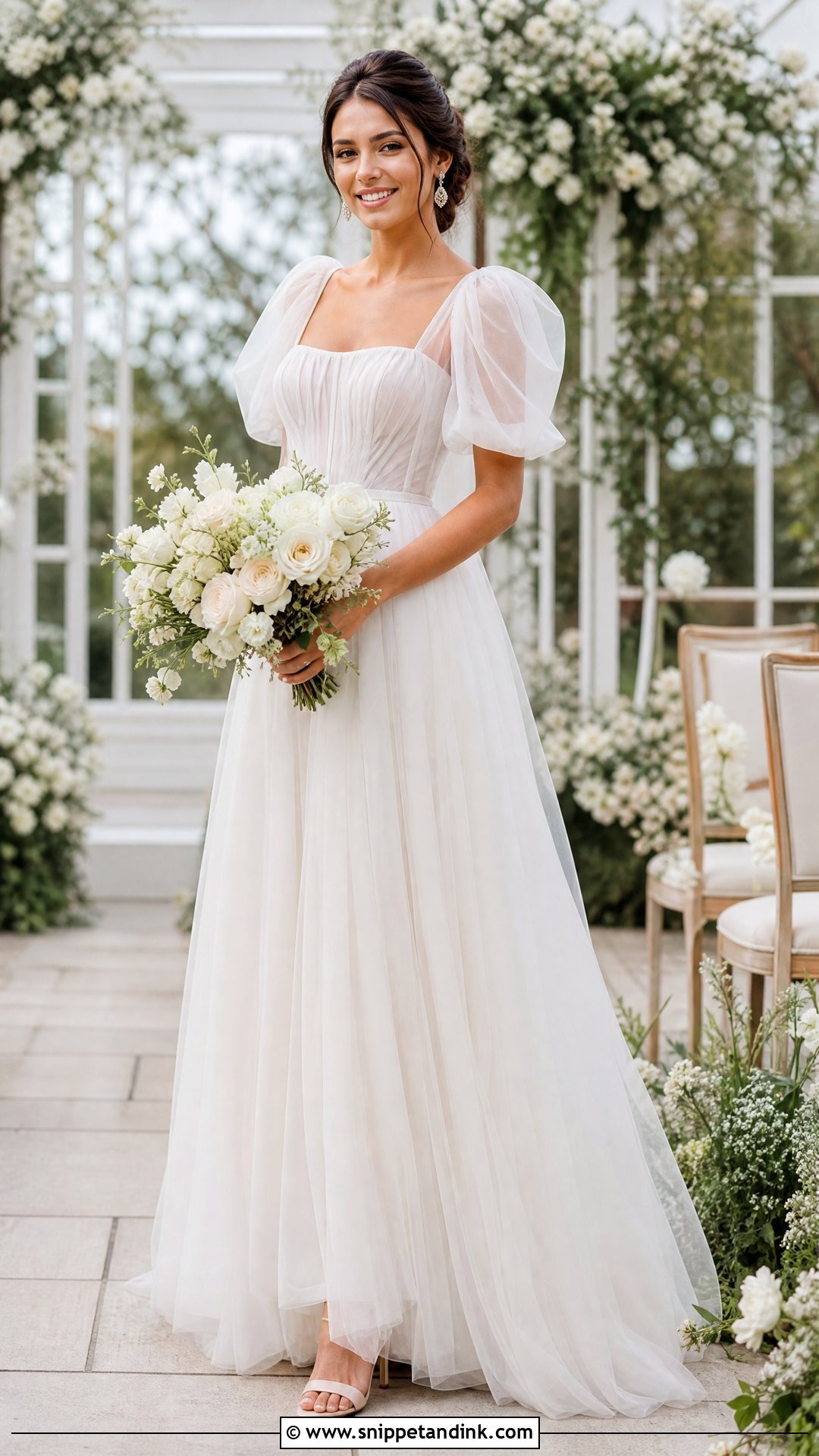 Tulle Puff Sleeve Wedding Dress - Snippet and Ink - 20 Wedding Dress Puff Sleeves