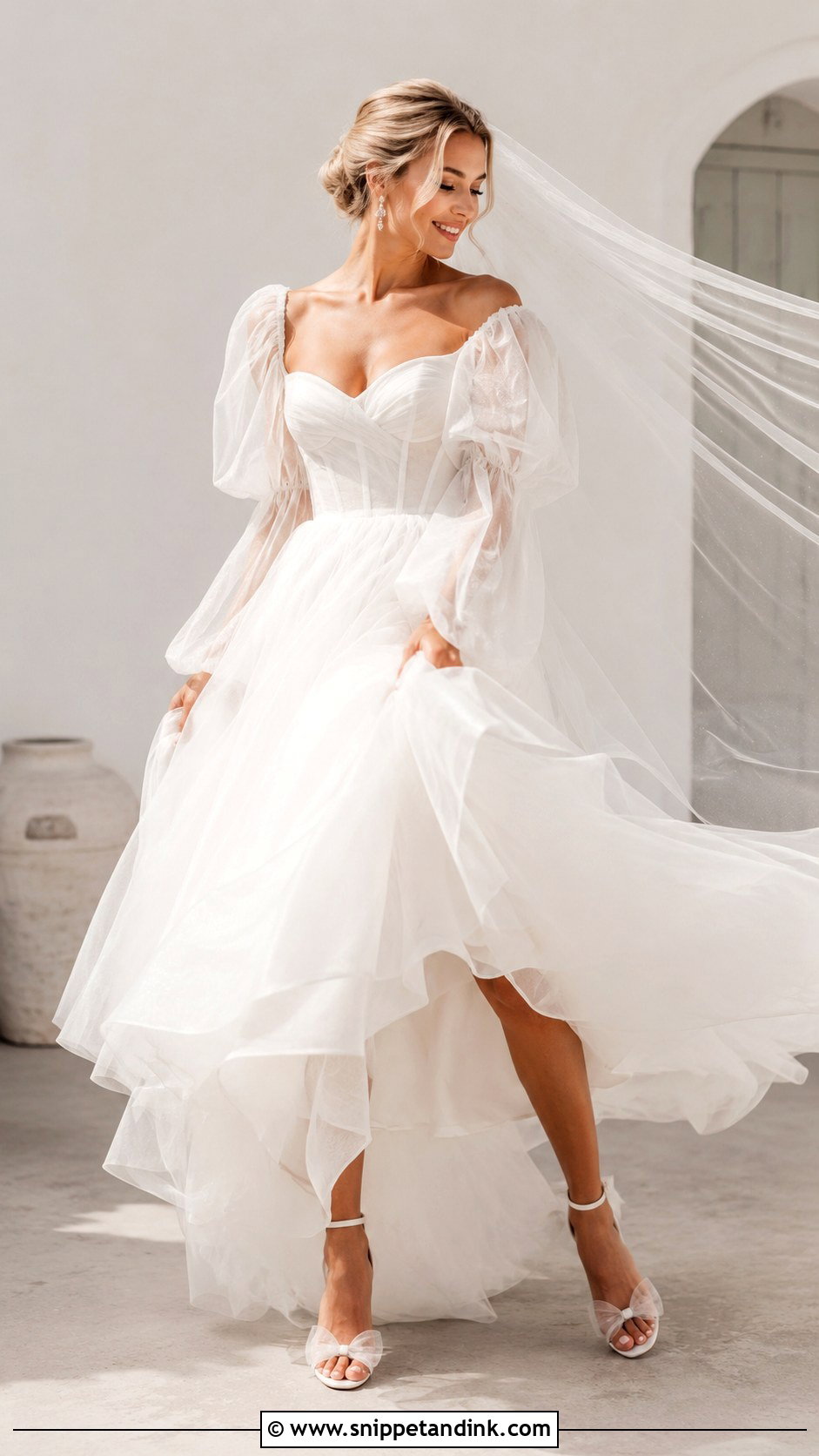 Tulle Puffy Sleeve Wedding Dress - Snippet and Ink - 25 Wedding Dress Puffy Sleeves