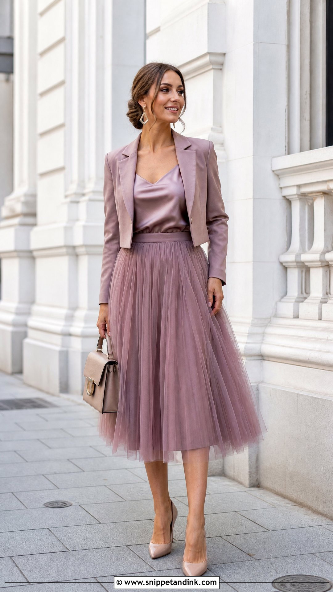 Tulle Skirt And Blazer Wedding Guest Outfit - Snippet and Ink - 20 Tulle Skirt Outfit Wedding Ideas