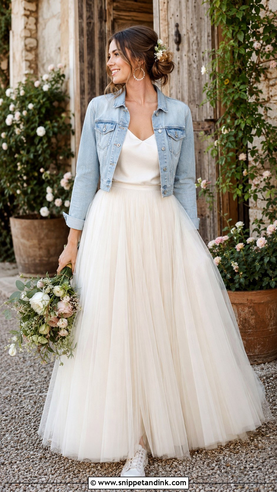 Tulle Skirt And Denim Jacket Wedding Outfit - Snippet and Ink - 20 Alternative Wedding Outfit Ideas