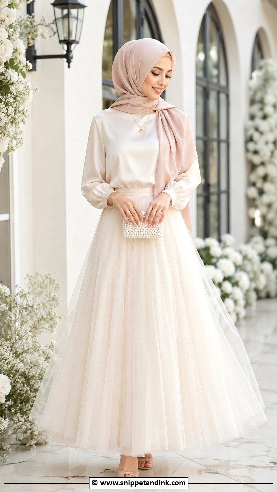 Tulle Skirt Hijab Wedding Outfit - Snippet and Ink - 25 Hijab for Wedding Ideas