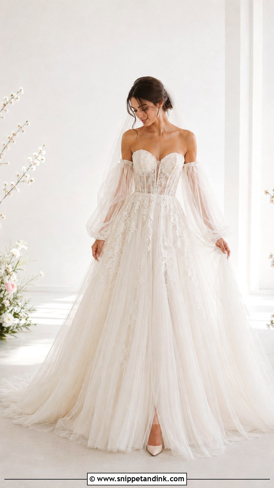 Tulle Sleeve Wedding Dress - Snippet and Ink - 25 Sleeved Wedding Dress Ideas