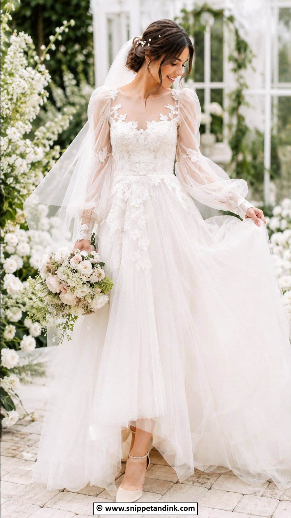 Tulle Sleeve Wedding Gown - Snippet and Ink - 30 Wedding Gowns with Sleeves