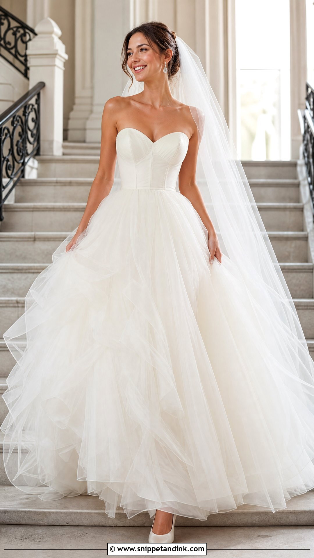 Tulle Strapless Sweetheart Princess Wedding Dress - Snippet and Ink - 20 Strapless Sweetheart Wedding Dress Ideas