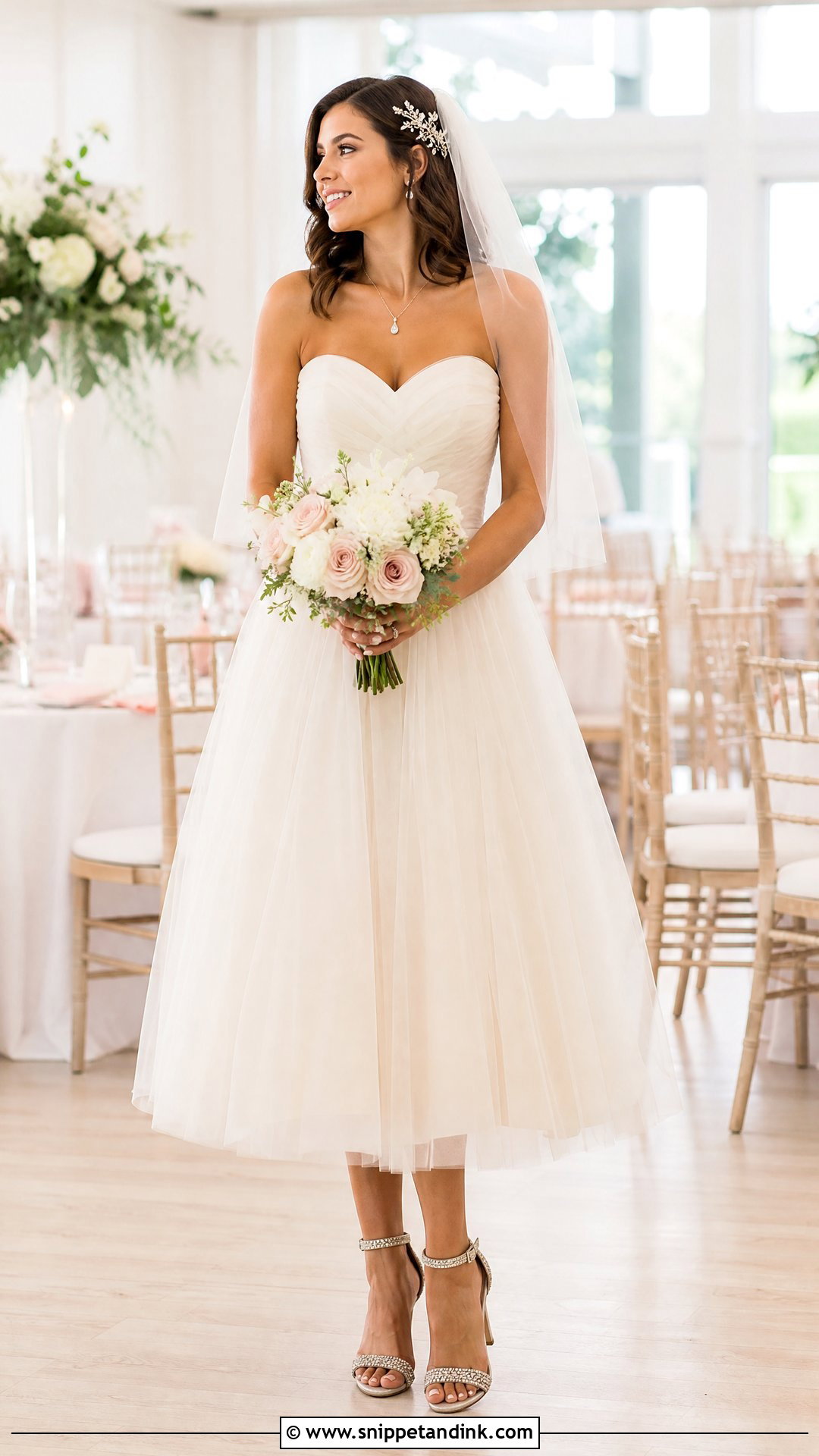 Tulle Sweetheart Tea Length Wedding Dress - Snippet and Ink - 20 Tea Length Wedding Dresses