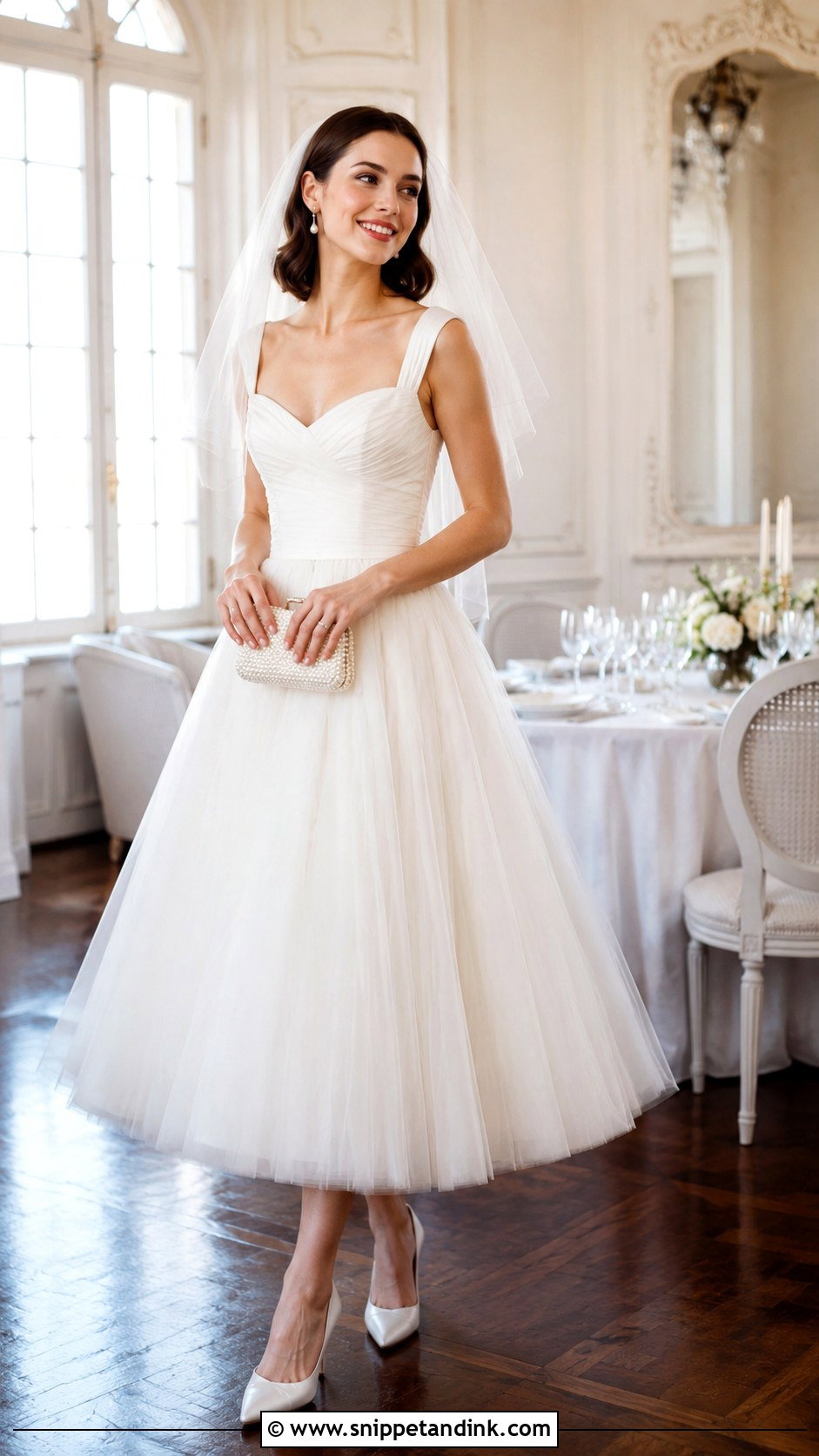 Tulle Tea Length Brunch Wedding Dress - Snippet and Ink - 20 Brunch Wedding Dress Ideas