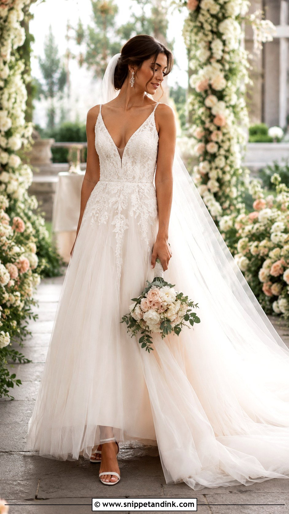 Tulle Train Wedding Dress - Snippet and Ink - 25 Bridal Train Styles