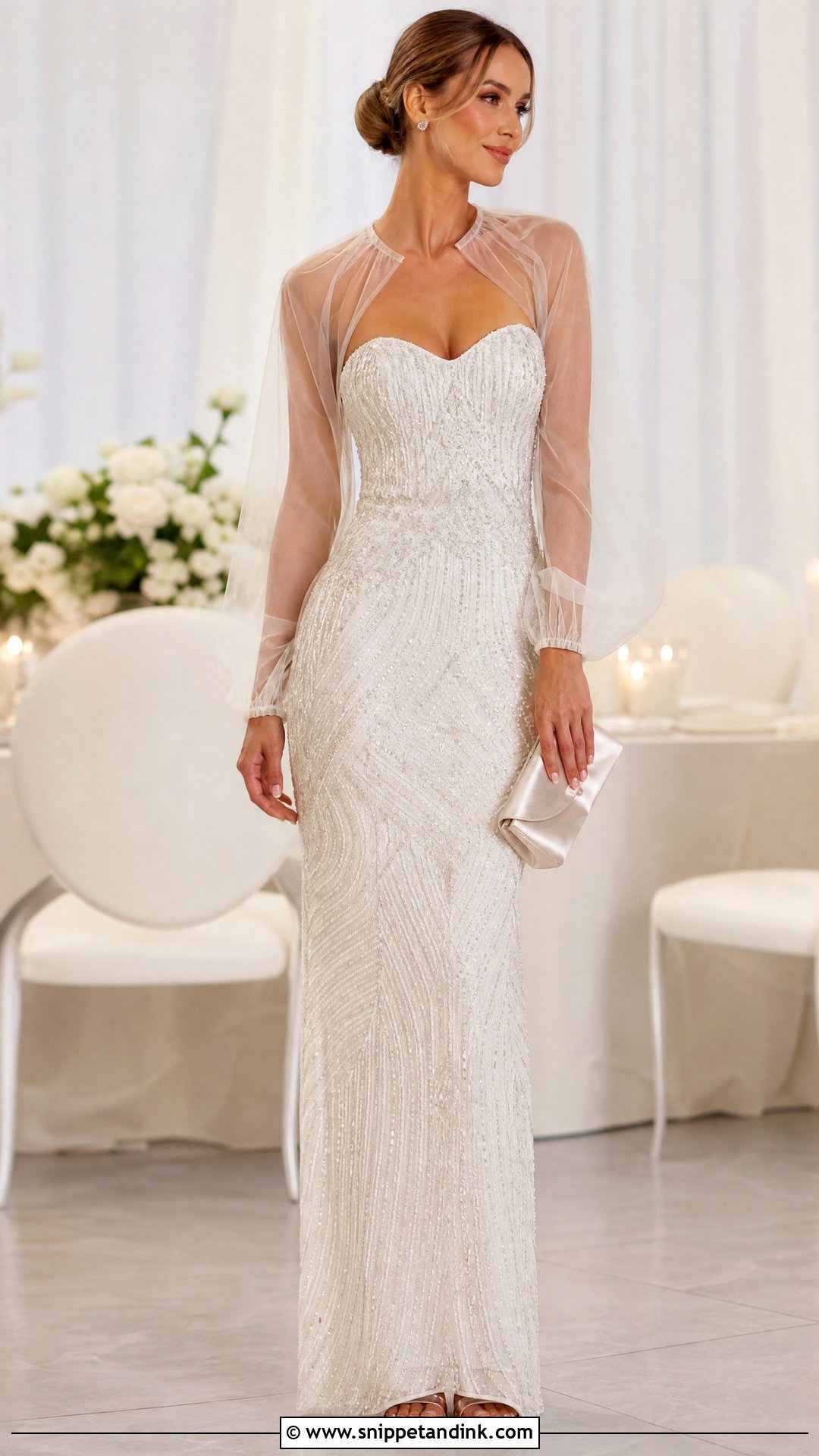 Tulle Wedding Bolero Jacket With Beaded Dress - Snippet and Ink - 20 Wedding Bolero Jacket Ideas