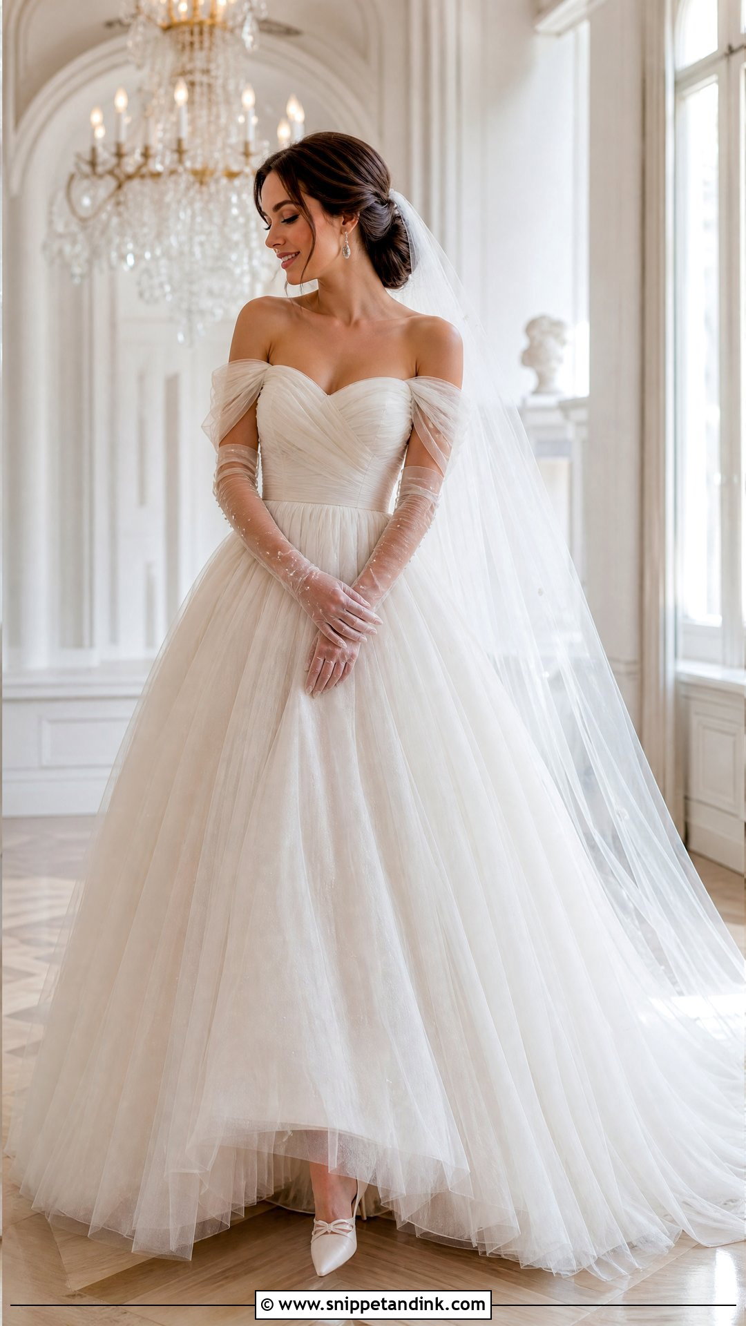 Tulle Wedding Dress Gloves With Princess Gown - Snippet and Ink - 25 Wedding Dress Gloves Ideas