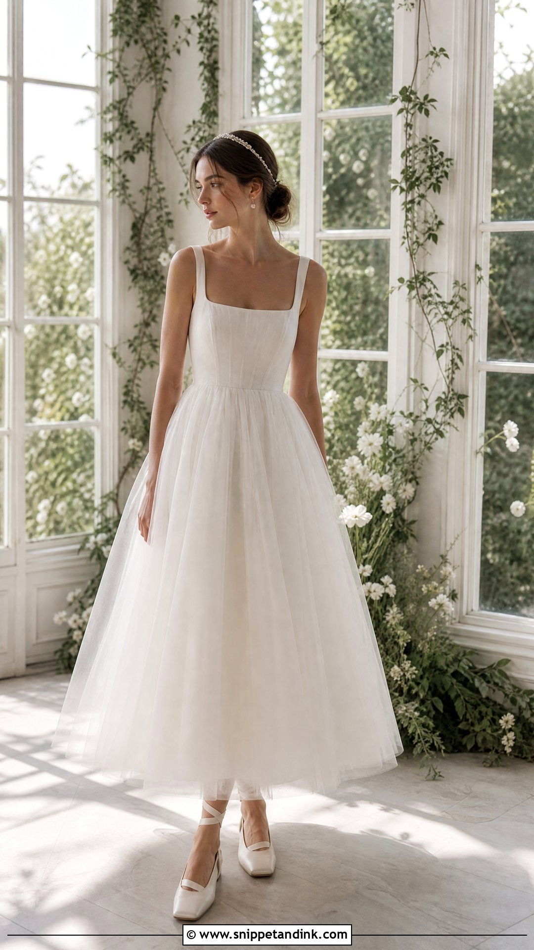 Tulle Wedding Dress With Ballet Flats - Snippet and Ink - 25 Wedding Footwear Ideas