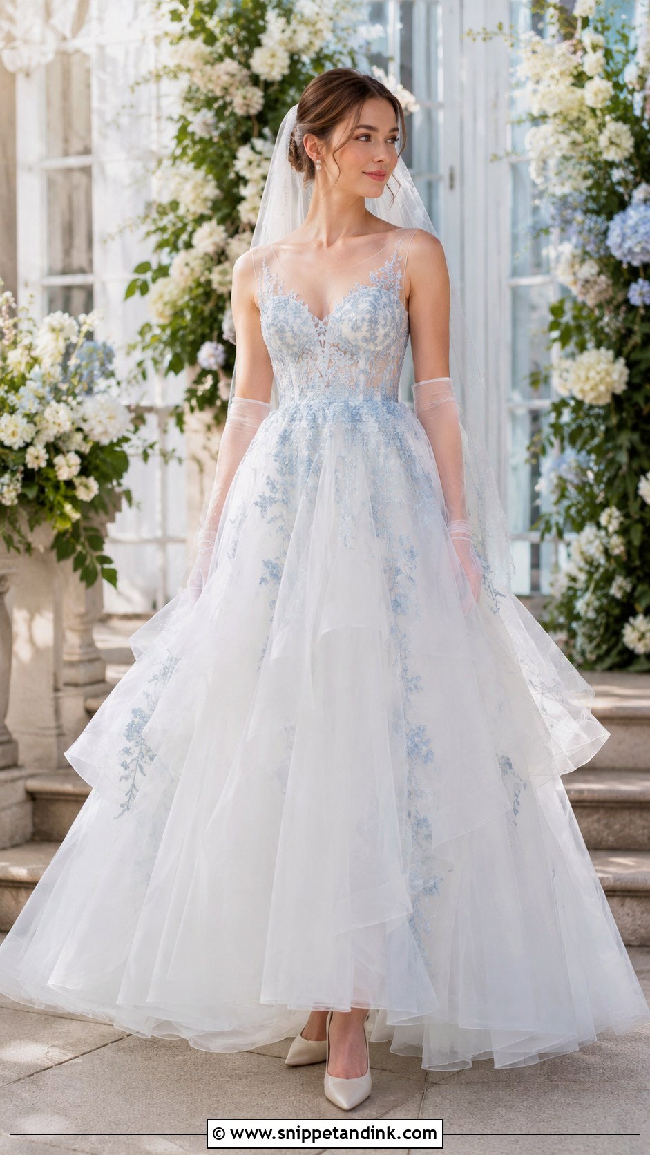Tulle Wedding Dress With Blue Applique - Snippet and Ink - 25 Wedding Dress with Blue Accents Ideas