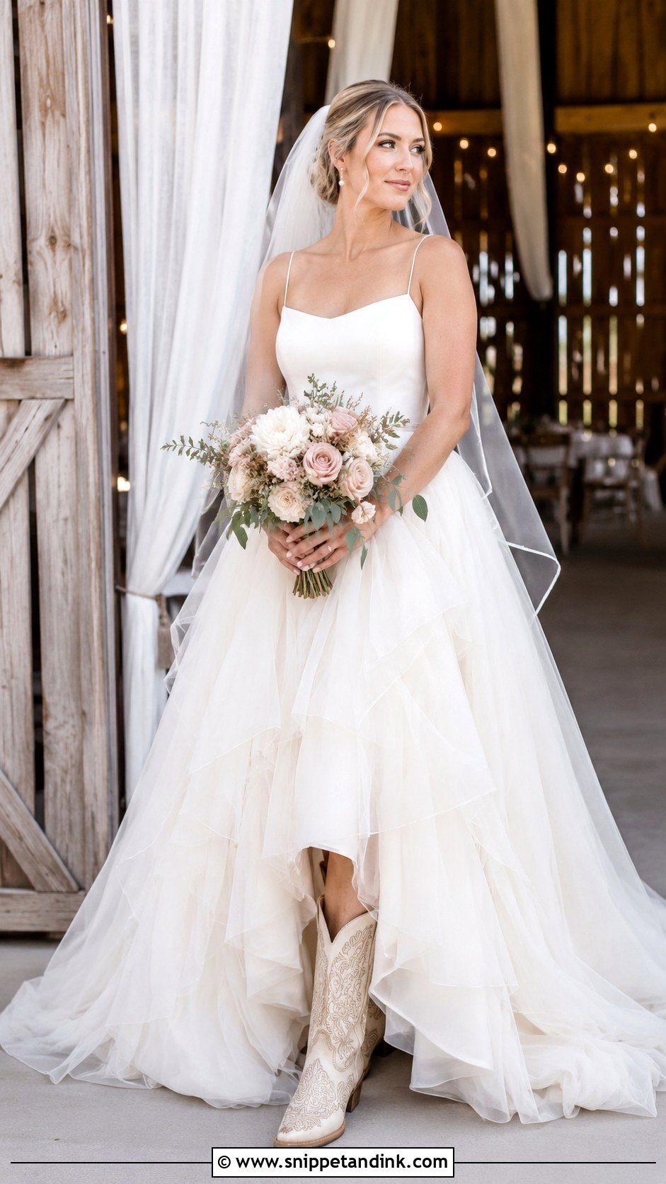 Tulle Wedding Dress With Cowboy Boots - Snippet and Ink - 25 Country Wedding Dresses with Boots