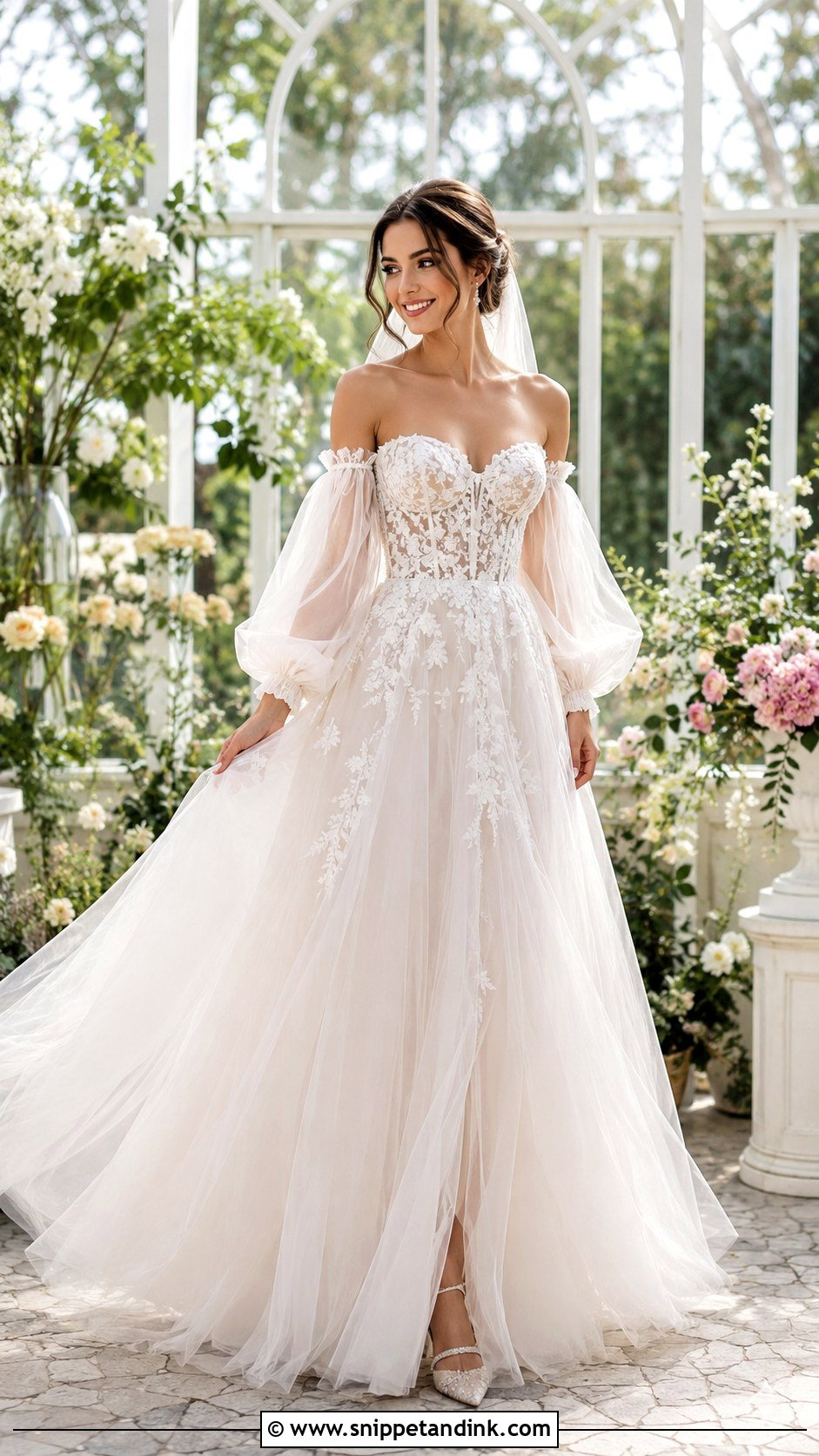 Tulle Wedding Dress With Detachable Balloon Sleeves - Snippet and Ink - 20 Wedding Dress with Detachable Sleeves