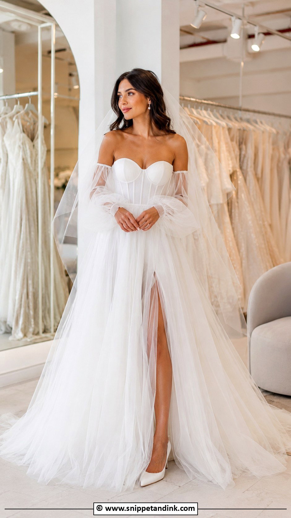 Tulle Wedding Dress With Detachable Sleeves - Snippet and Ink - 30 Tulle Wedding Dress Ideas