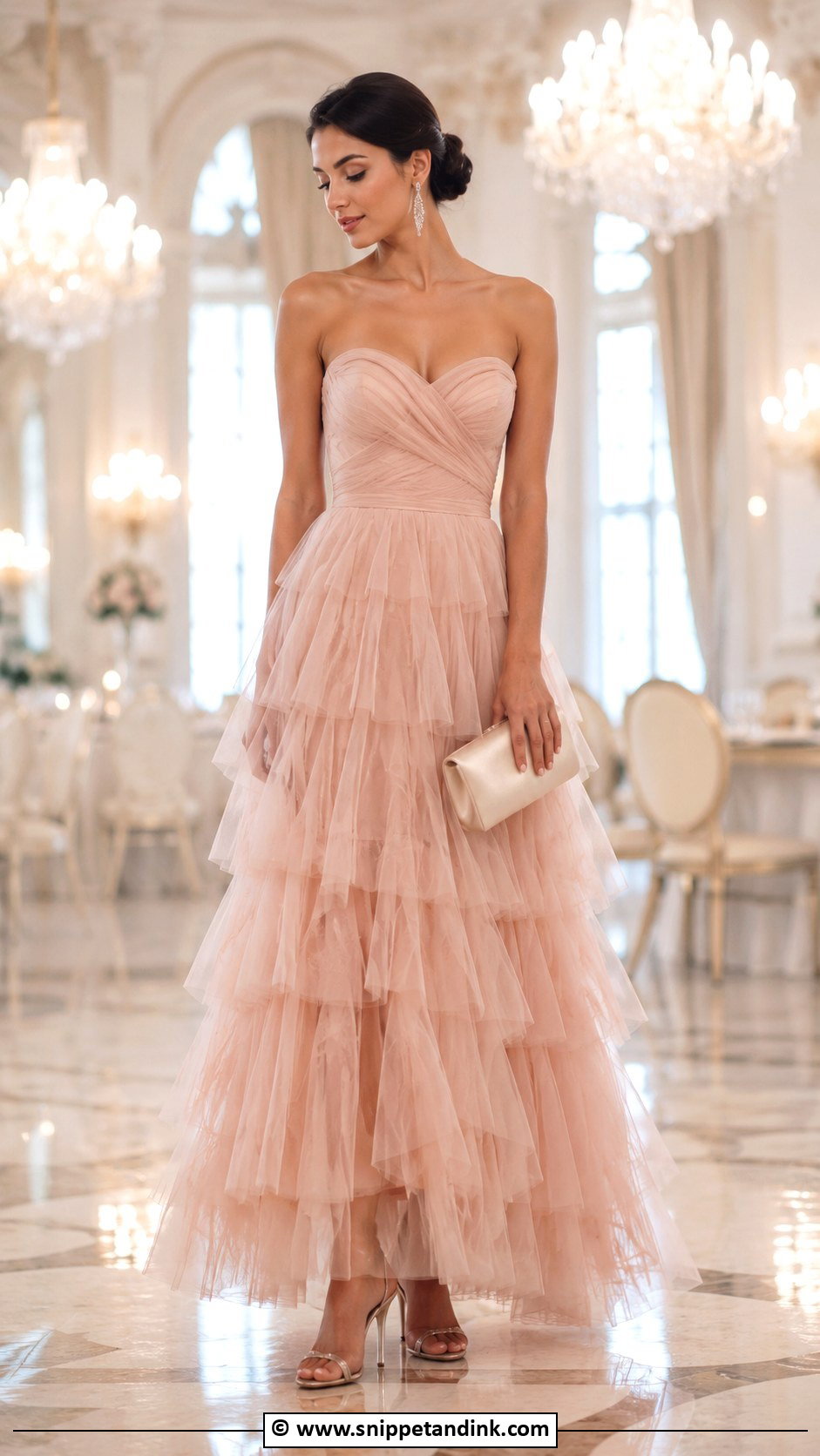 Tulle Western Gown With Crystal Earrings - Snippet and Ink - 25 Western Gown Designs