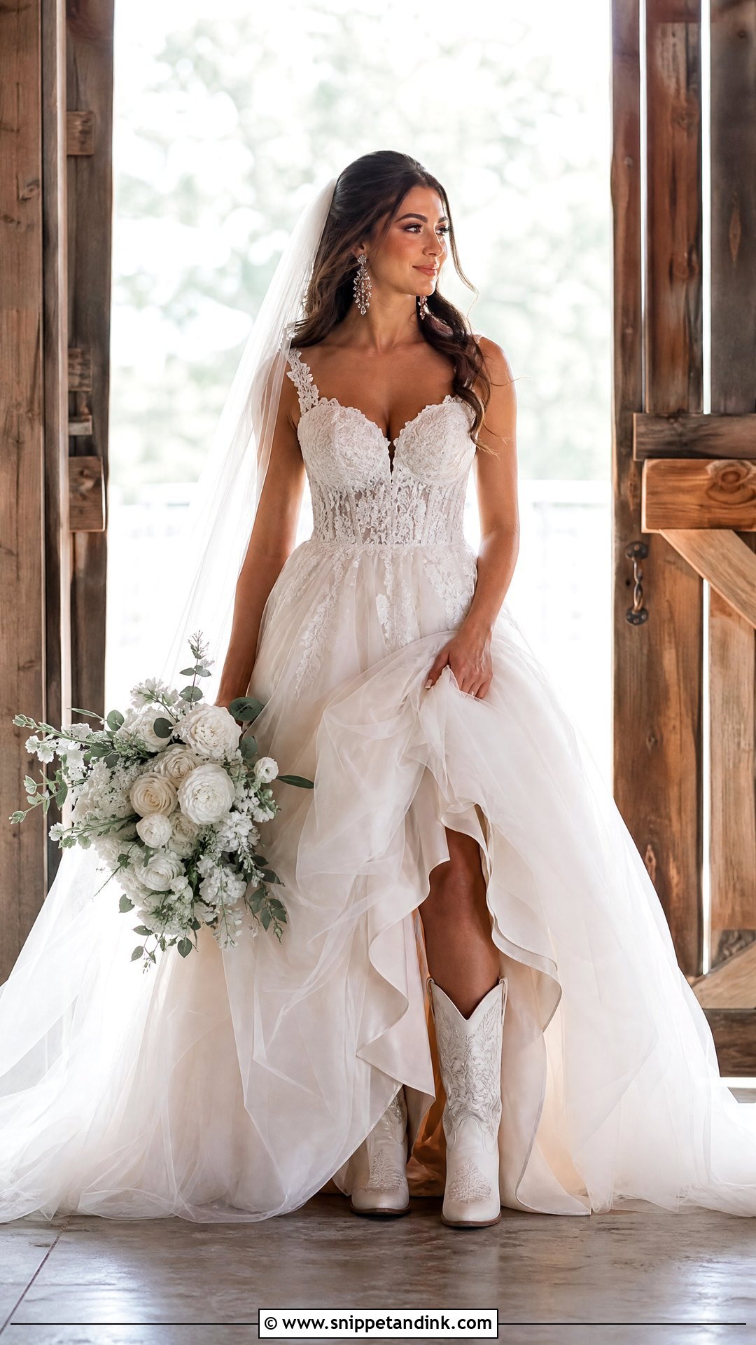 Tulle Western Wedding Dress With Hidden Cowboy Boots - Snippet and Ink - 20 Western Wedding Dresses with Boots
