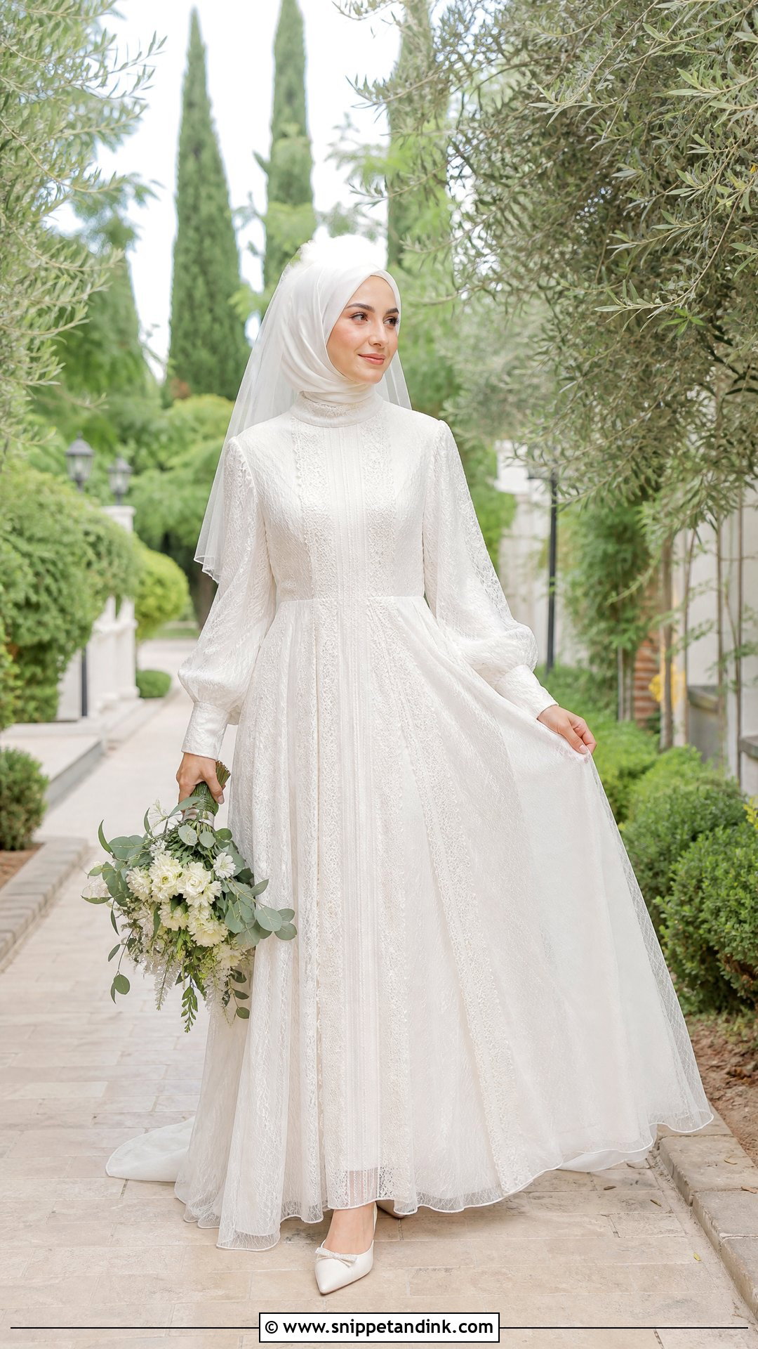 Turkish Boho Lace Wedding Dress With Hijab - Snippet and Ink - 20 Turkey Wedding Dress Hijab Ideas