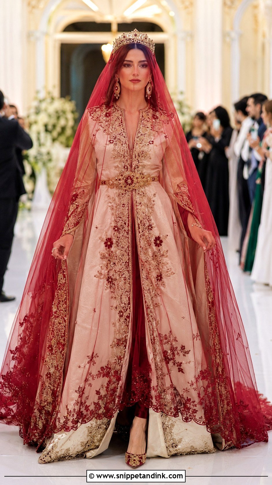 Turkish Bridal Dress With Red Veil - Snippet and Ink - 20 Traditional Turkish Wedding Dress Ideas