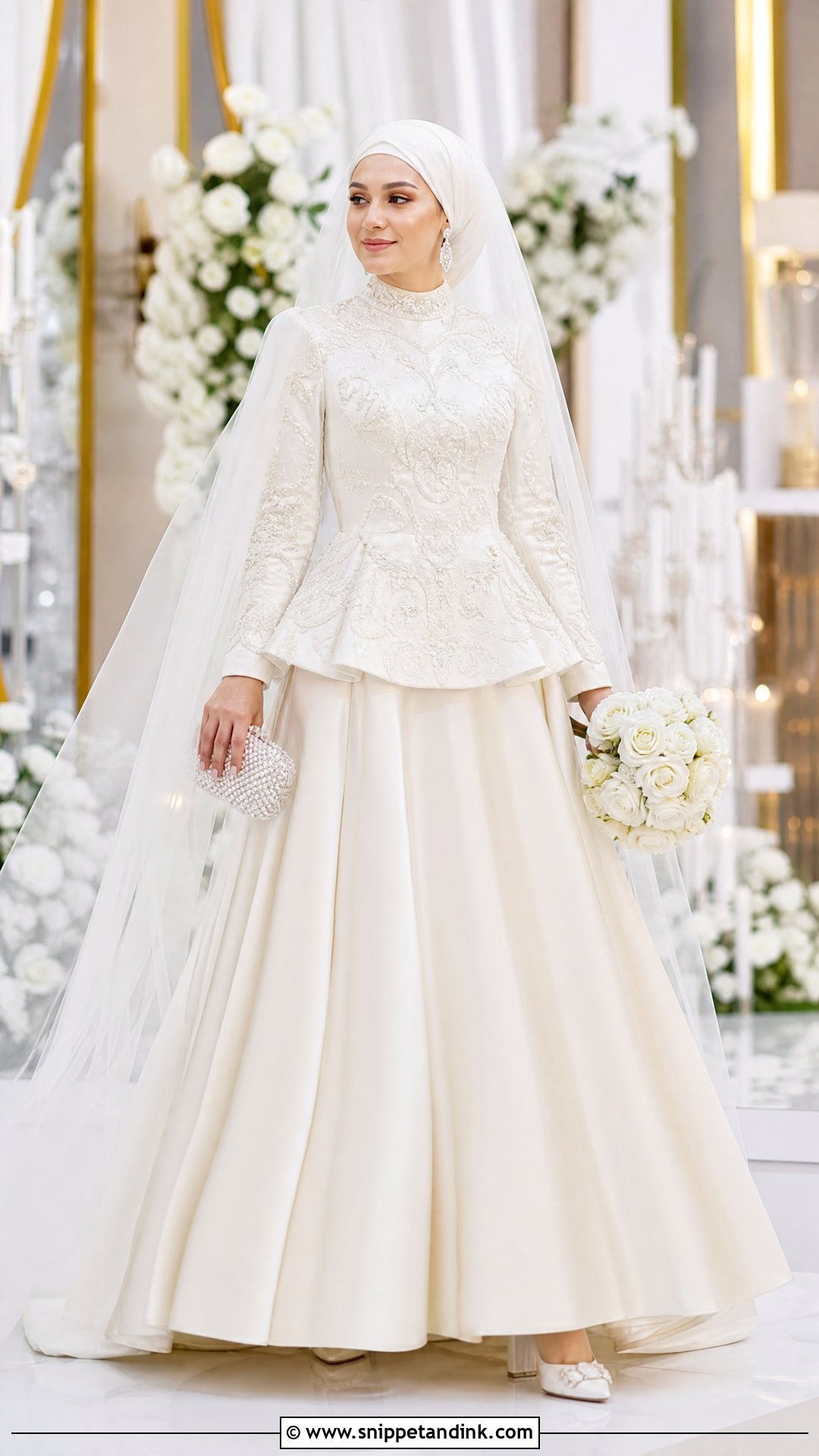 Turkish Bridal Skirt Set With Hijab - Snippet and Ink - 20 Turkey Wedding Dress Hijab Ideas