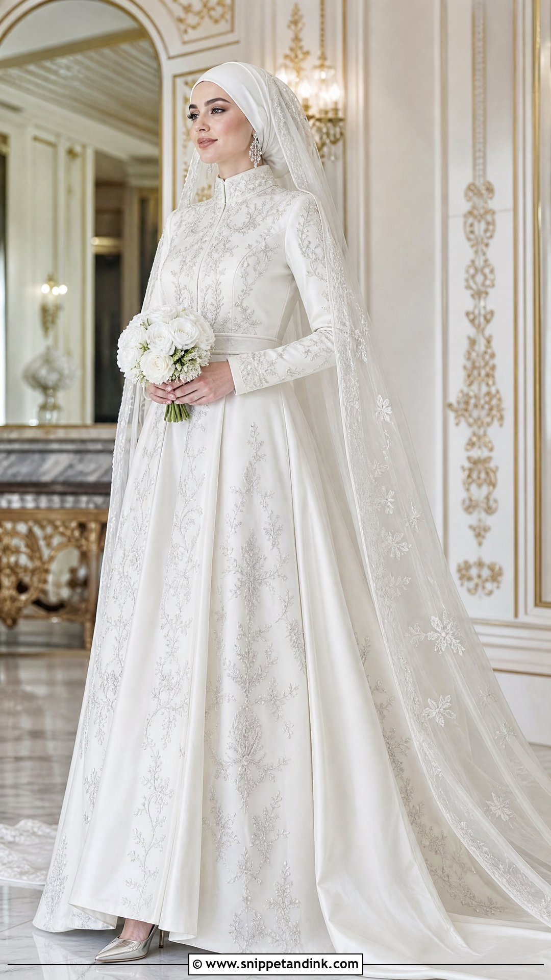 Turkish Embroidered Hijab Bridal Dress - Snippet and Ink - 20 Hijab Bridal Dress Ideas