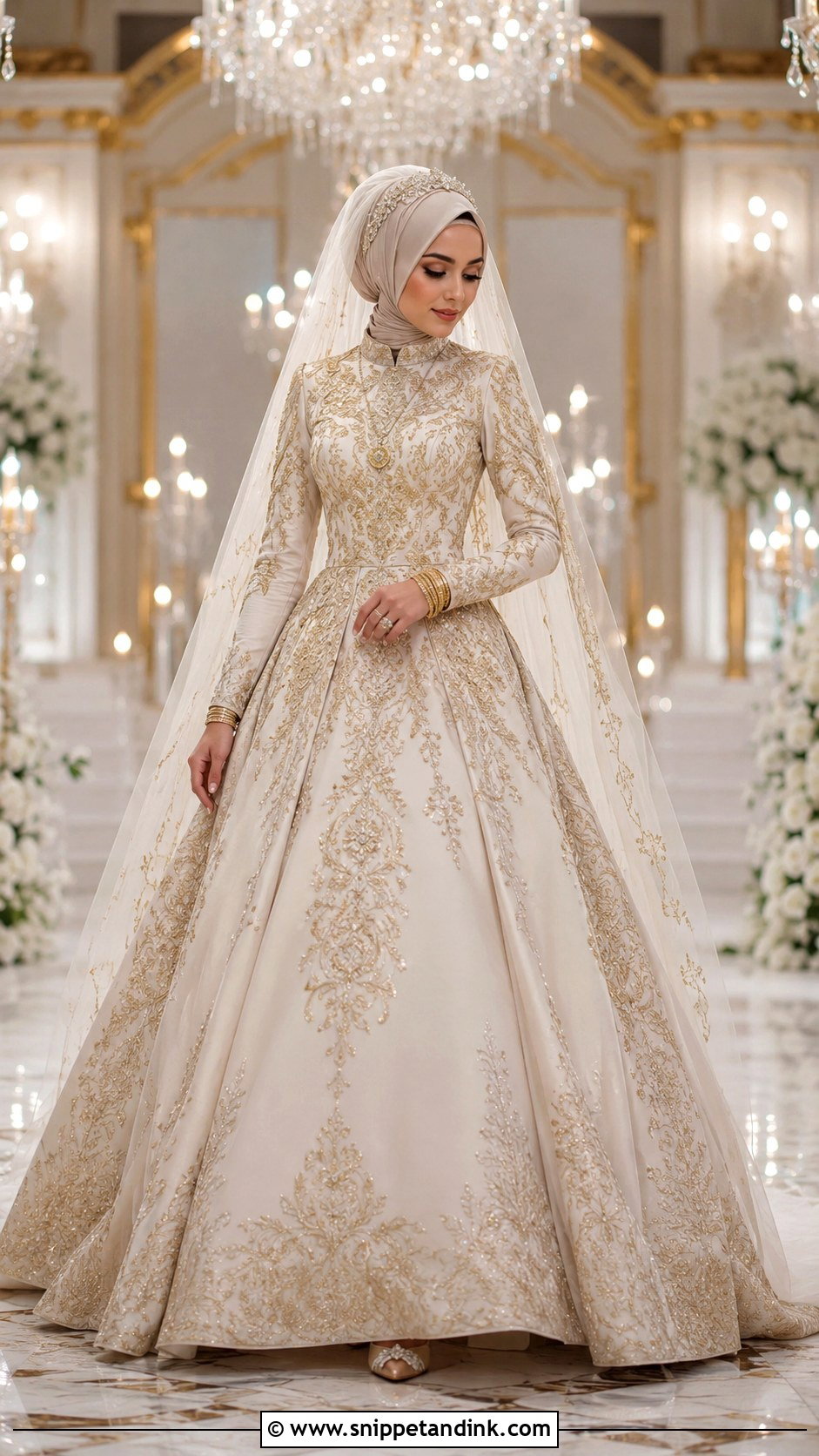 Turkish Gold Wedding Dress With Hijab - Snippet and Ink - 25 Turkish Muslim Wedding Dress Ideas
