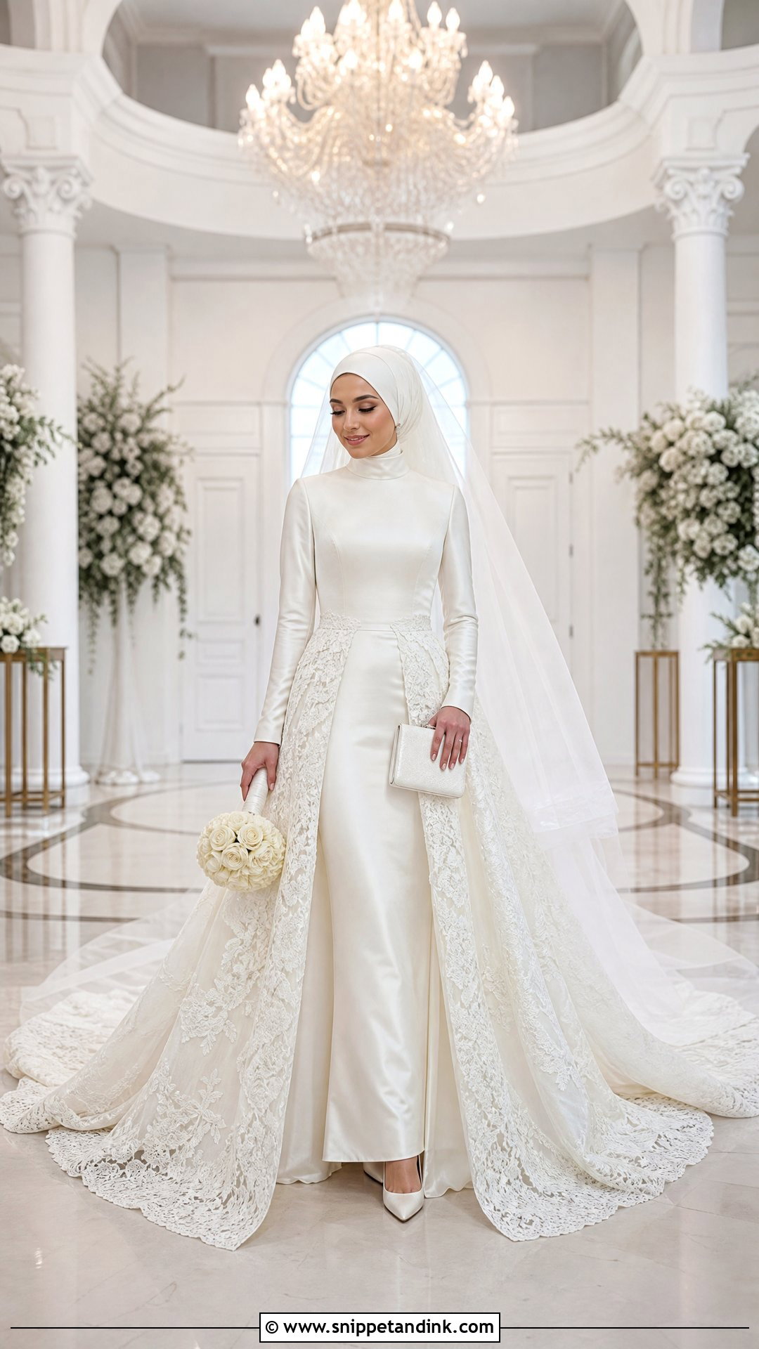 Turkish Lace Overskirt Wedding Dress With Hijab - Snippet and Ink - 20 Turkey Wedding Dress Hijab Ideas