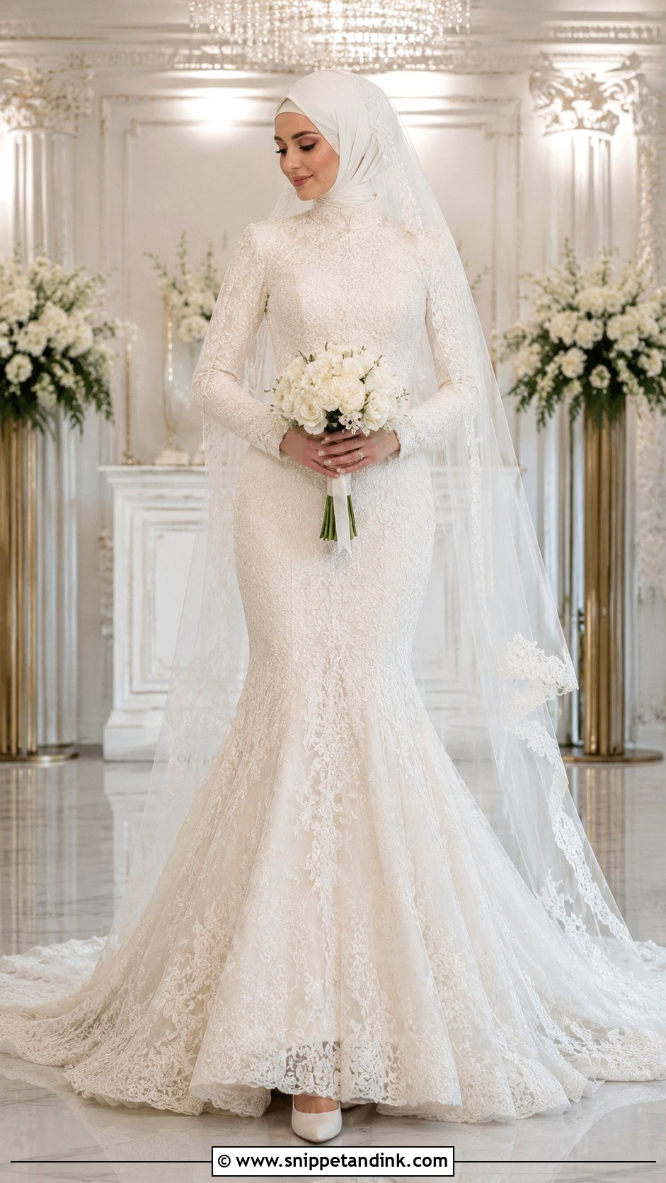 Turkish Long Sleeve Mermaid Wedding Dress - Snippet and Ink - 25 Turkish Muslim Wedding Dress Ideas