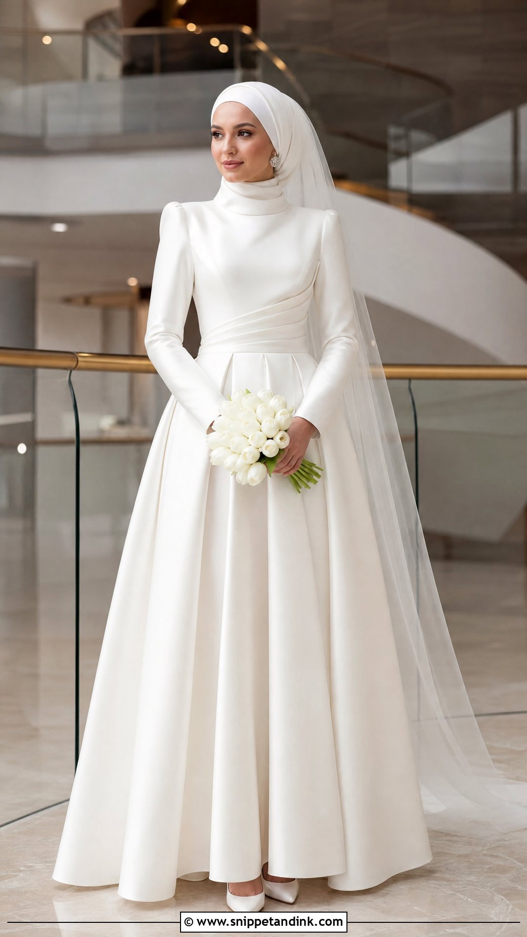 Turkish Mikado Wedding Dress With Structured Hijab - Snippet and Ink - 20 Turkey Wedding Dress Hijab Ideas