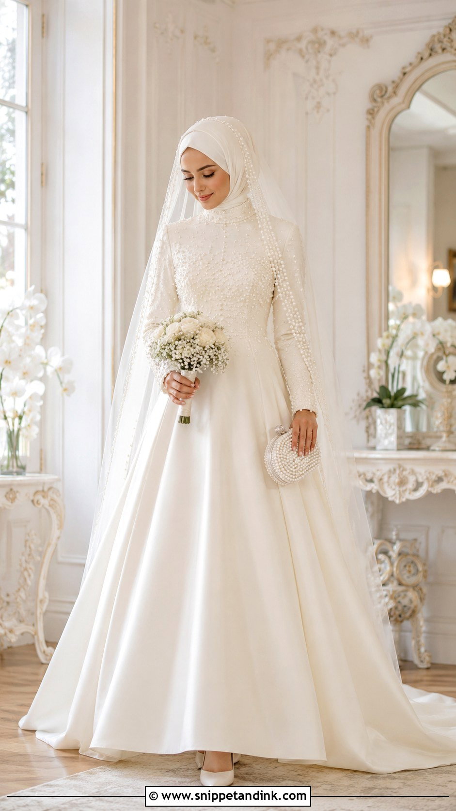Turkish Pearl Wedding Dress With Hijab - Snippet and Ink - 25 Turkish Muslim Wedding Dress Ideas