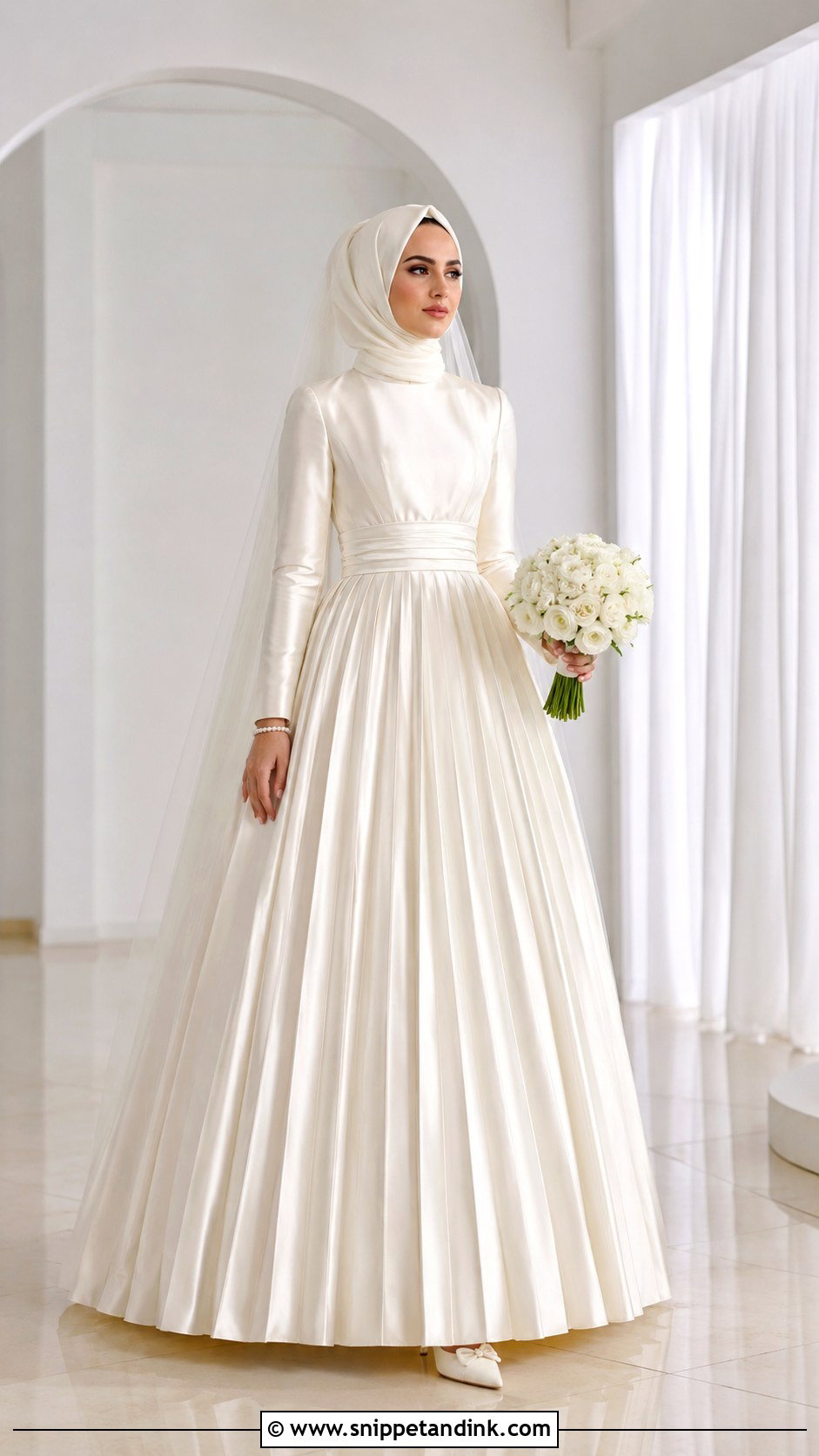 Turkish Pleated Muslim Wedding Dress - Snippet and Ink - 25 Turkish Muslim Wedding Dress Ideas