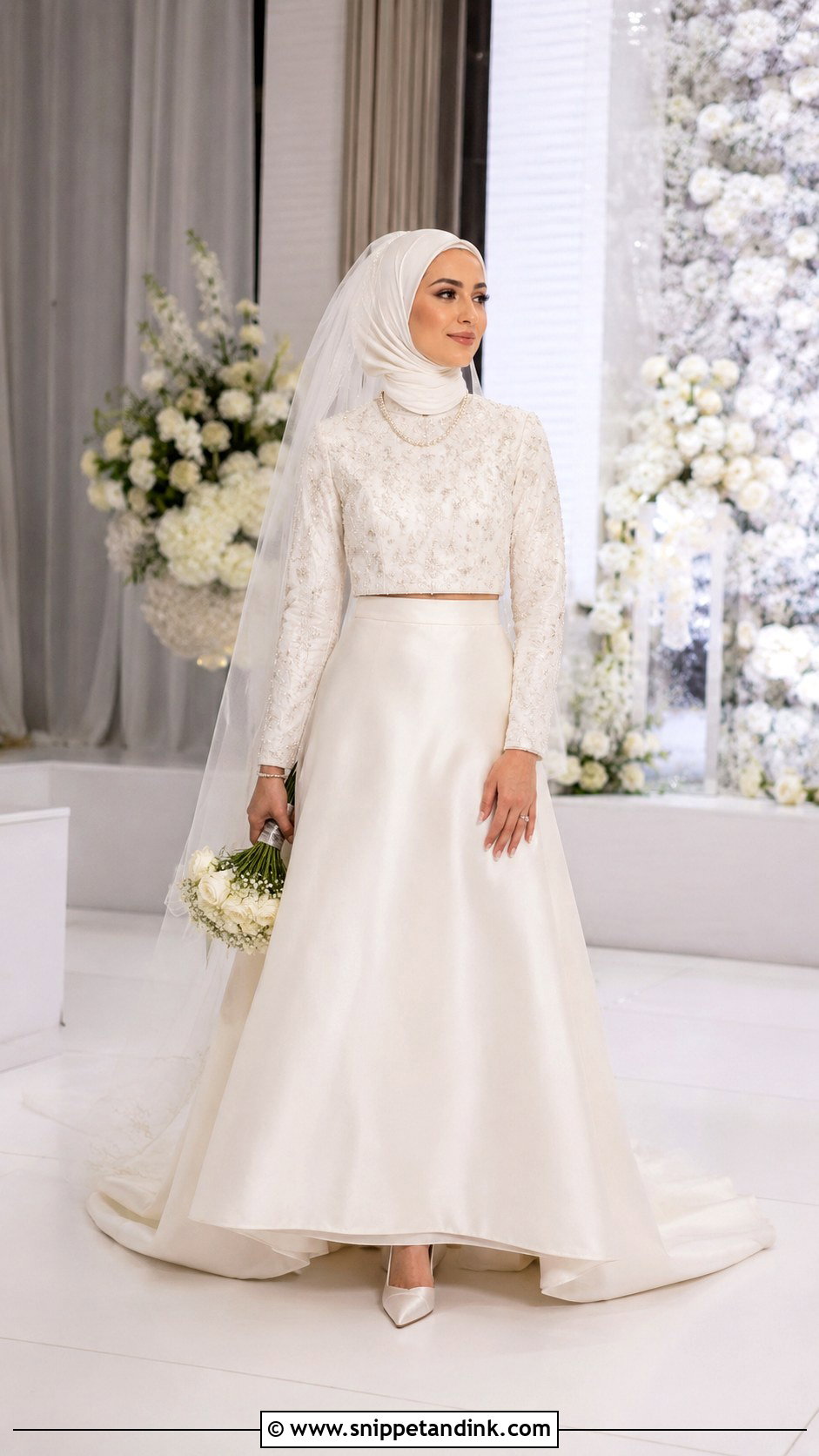 Turkish Two Piece Wedding Dress With Hijab - Snippet and Ink - 25 Turkish Muslim Wedding Dress Ideas
