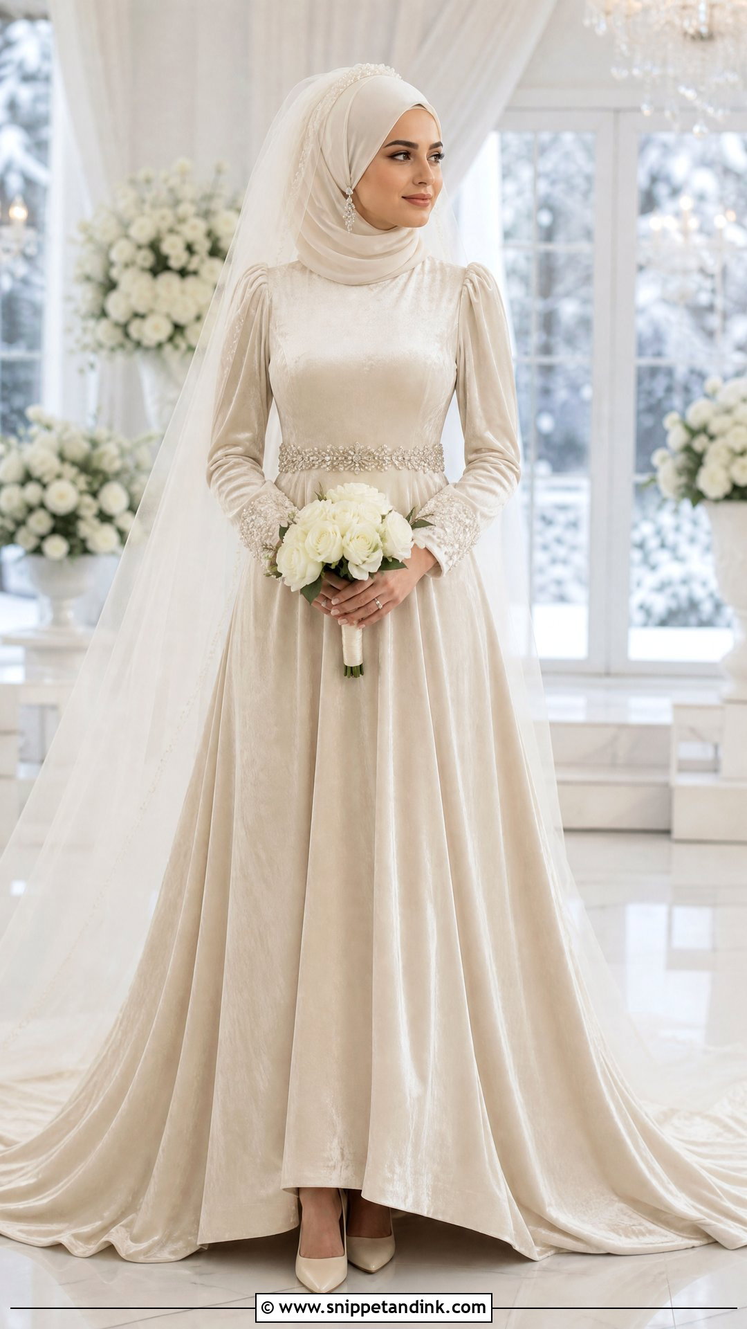 Turkish Velvet Winter Wedding Dress With Hijab - Snippet and Ink - 20 Turkey Wedding Dress Hijab Ideas