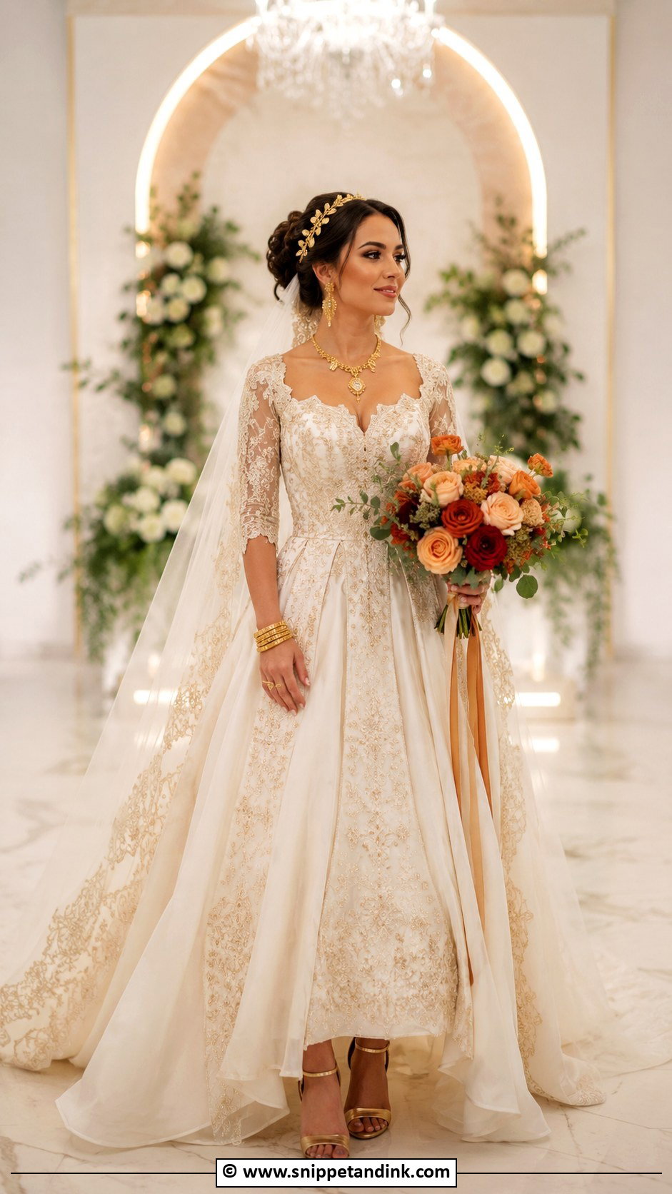 Turkish Wedding Dress With Gold Jewelry - Snippet and Ink - 30 Turkish Wedding Dress Ideas