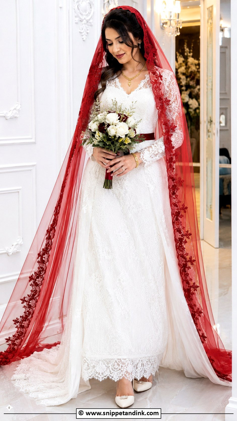 Turkish Wedding Dress With Red Veil - Snippet and Ink - 30 Turkish Wedding Dress Ideas