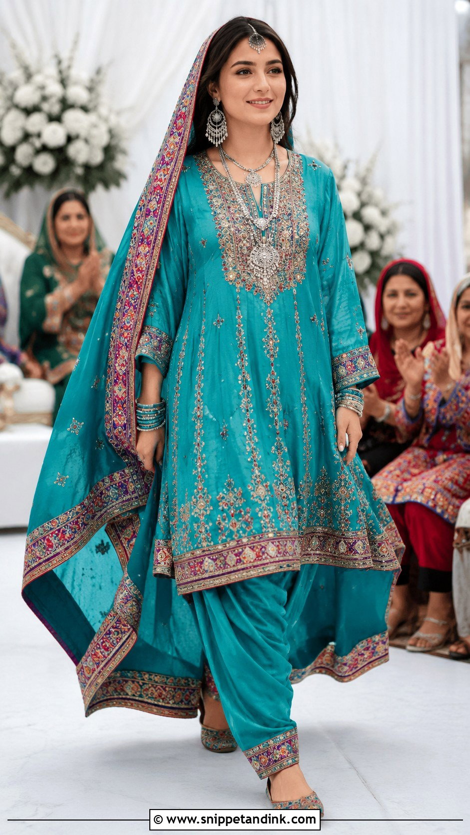 Turquoise Afghani Wedding Firaq Partug Outfit - Snippet and Ink - 20 Afghani Wedding Dress Ideas