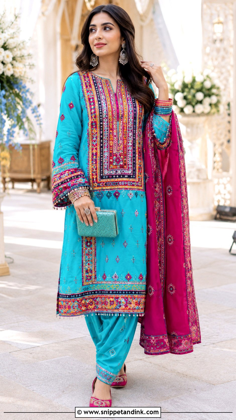 Turquoise Balochi Wedding Dress - Snippet and Ink - 20 Balochi Wedding Dresses