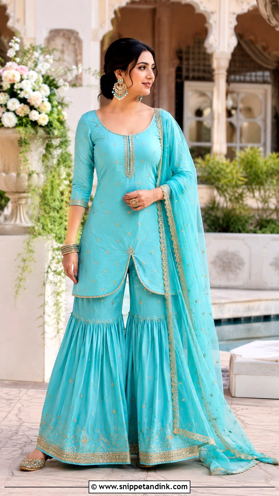 Turquoise Blue Gharara Suit For Indian Wedding - Snippet and Ink - 20 Blue Indian Wedding Dress Ideas