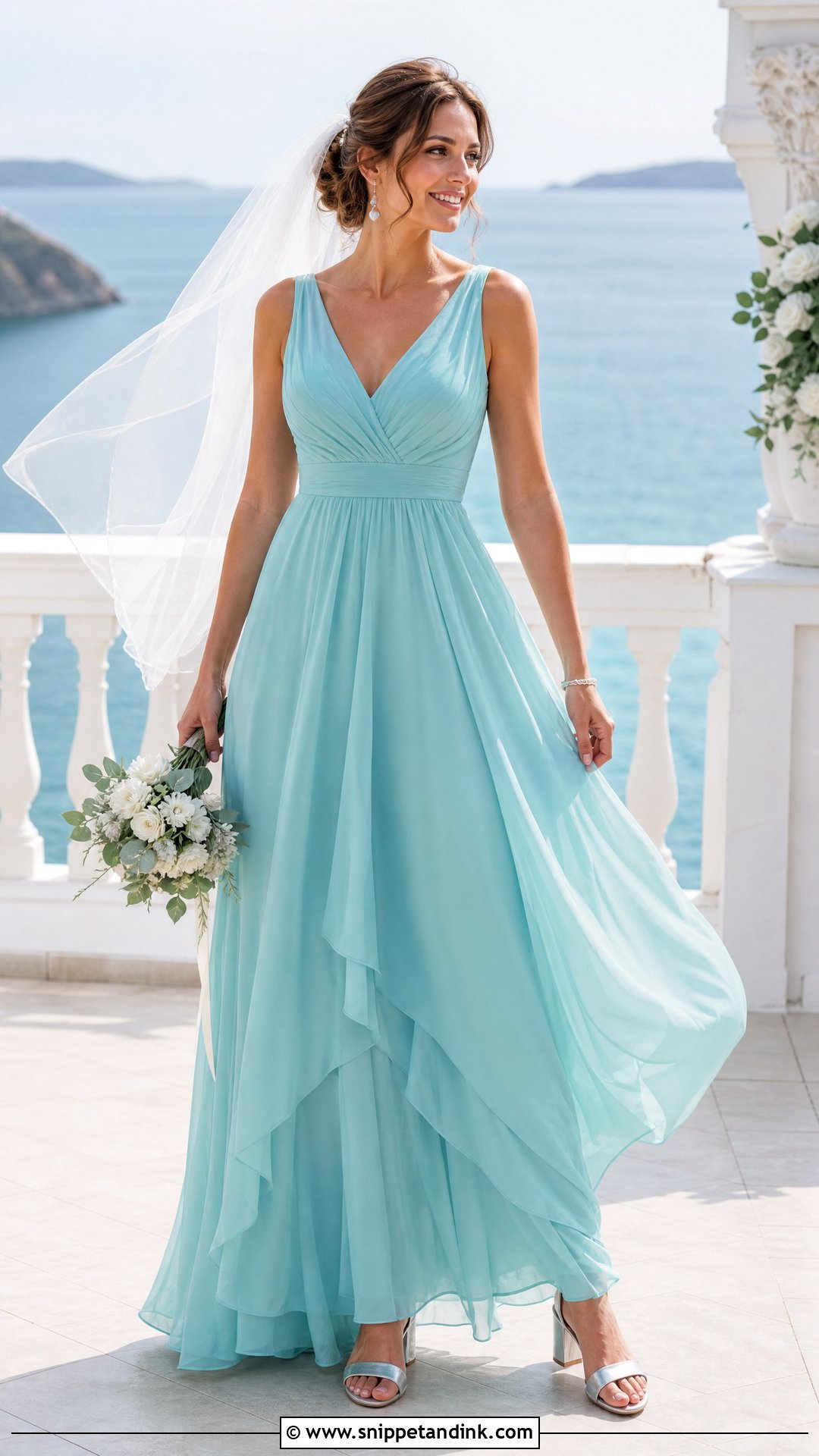 Turquoise Chiffon Wedding Dress - Snippet and Ink - 20 Turquoise Wedding Dresses