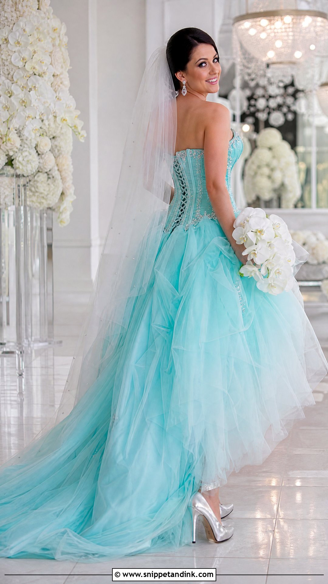 Turquoise Corset Wedding Dress - Snippet and Ink - 20 Turquoise Wedding Dresses