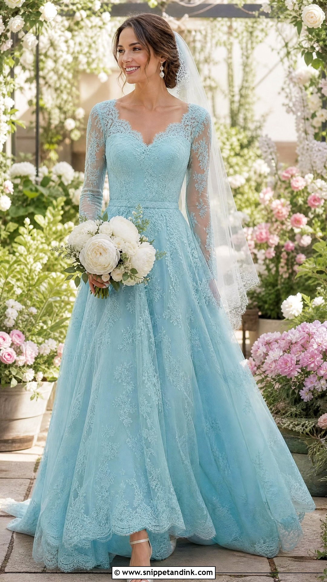 Turquoise Lace Wedding Dress - Snippet and Ink - 20 Turquoise Wedding Dresses